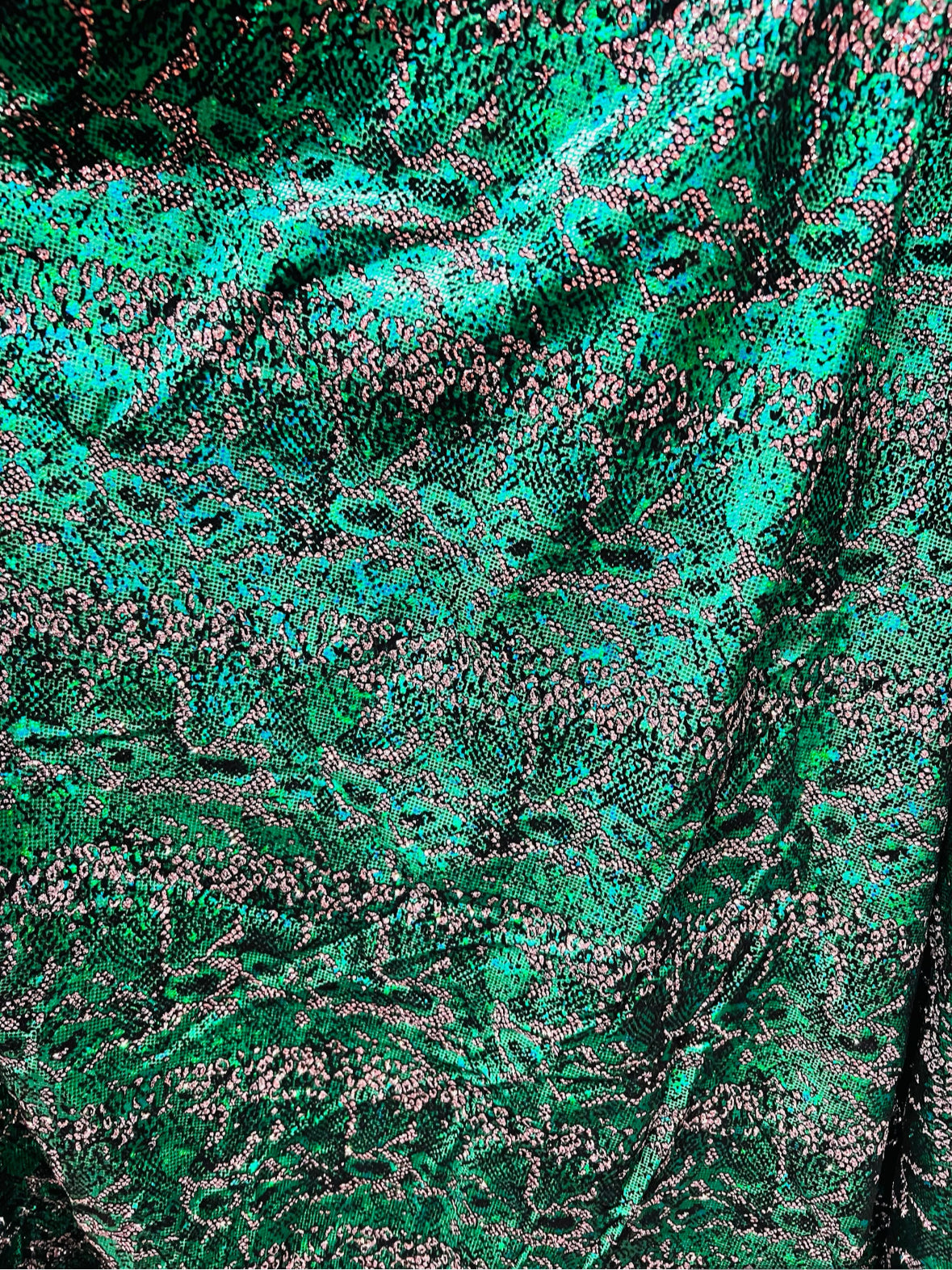 New piton skin design hologram metallic with flocking nylon spandex 4-way stretch 58/60”sold by the YD.Ships worldwide from Los Angeles CA.