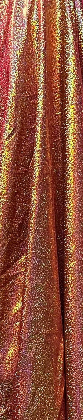 Shiny Mystique w/hologram foggy foil nylon spandex 4-stretch 58/60”Sold by the YD.Ships worldwide from Los Angeles California USA