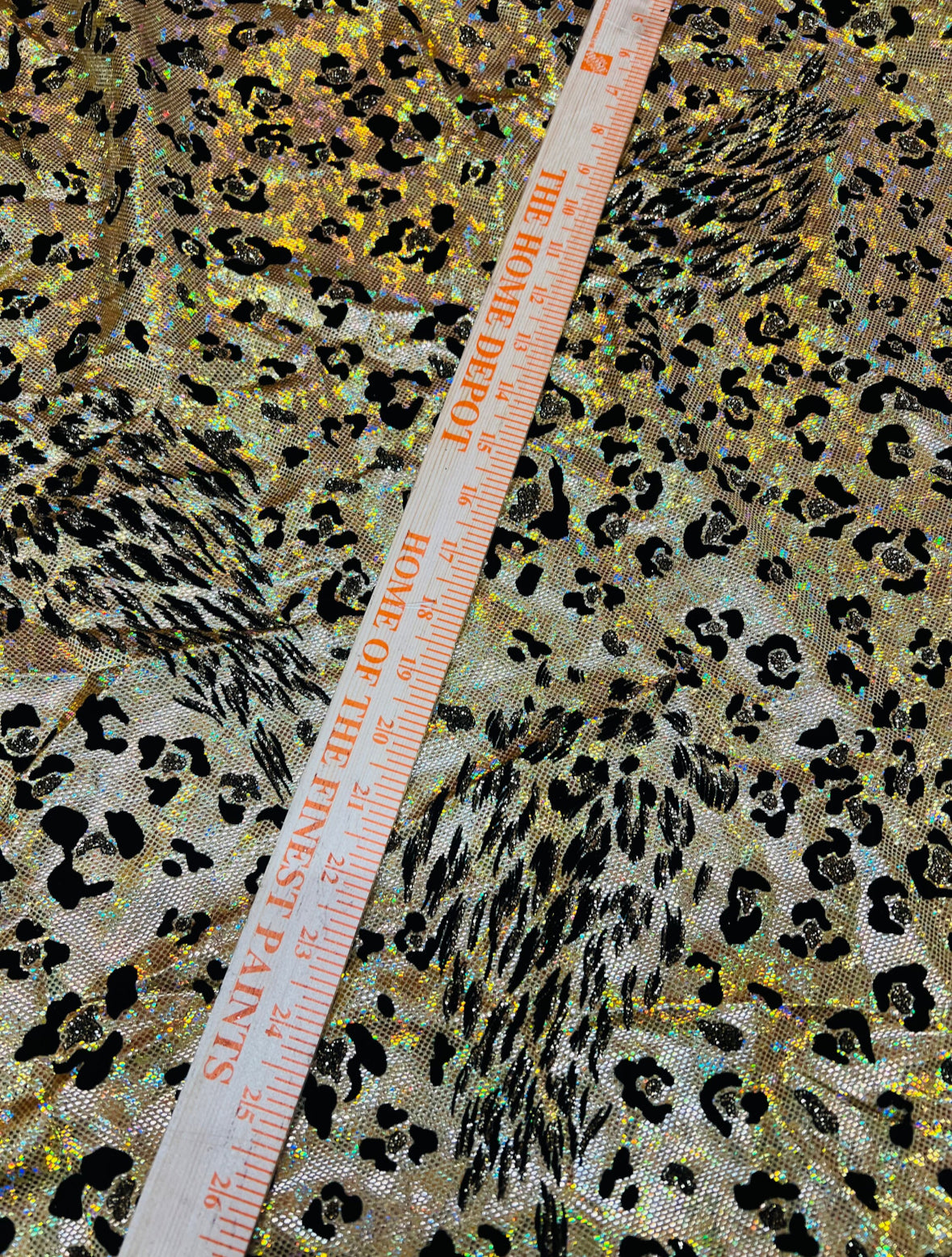New Safari wild cats design print on hologram metallic nylon spandex with flocking 4way stretch 58/60”sold by the YD.Ships worldwide from LA