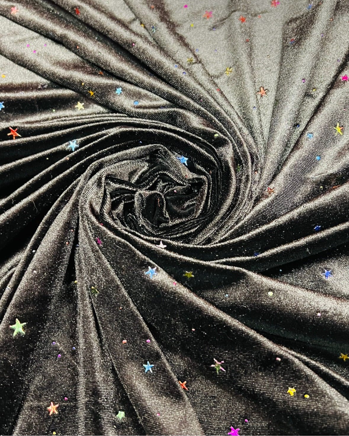 New stretch velvet with small stars metallic 4-way stretch 58/60”sold by the YD.ships worldwide from Los Ángeles California USA