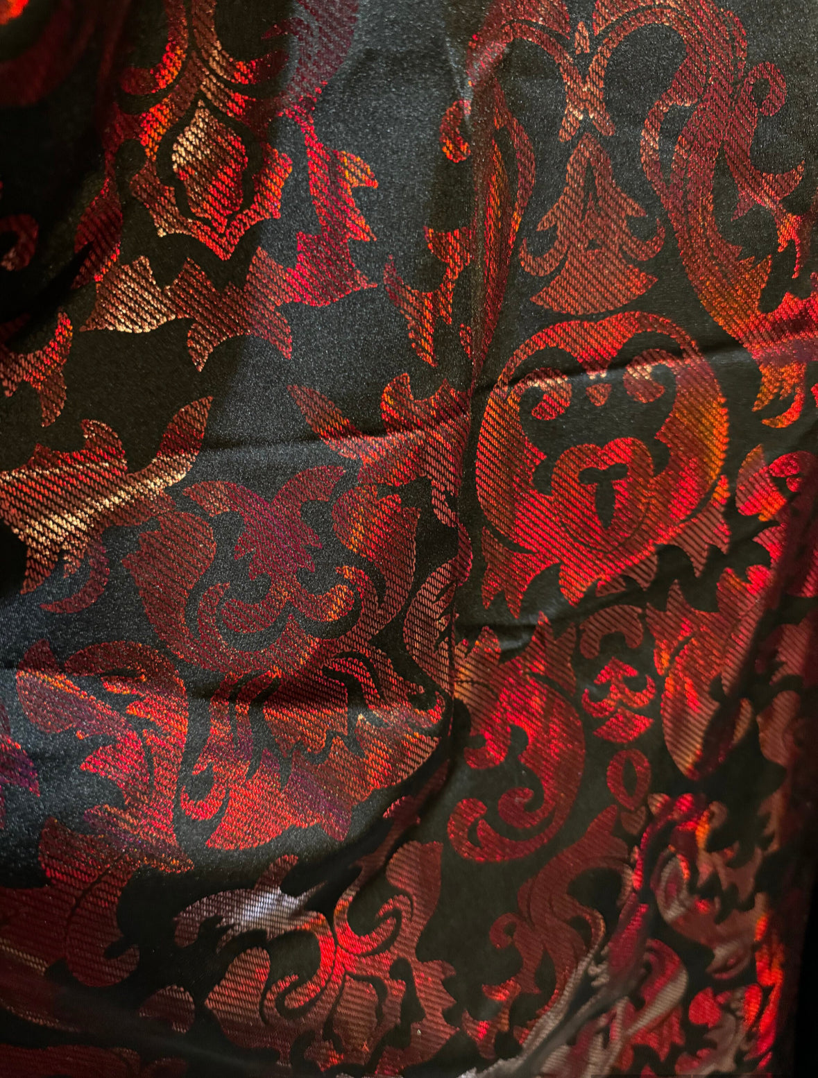 New iridescent damask design hologram metallic nylon spandex 4-way stretch 58/60”Sold by the YD.Ships worldwide from Los Angeles California