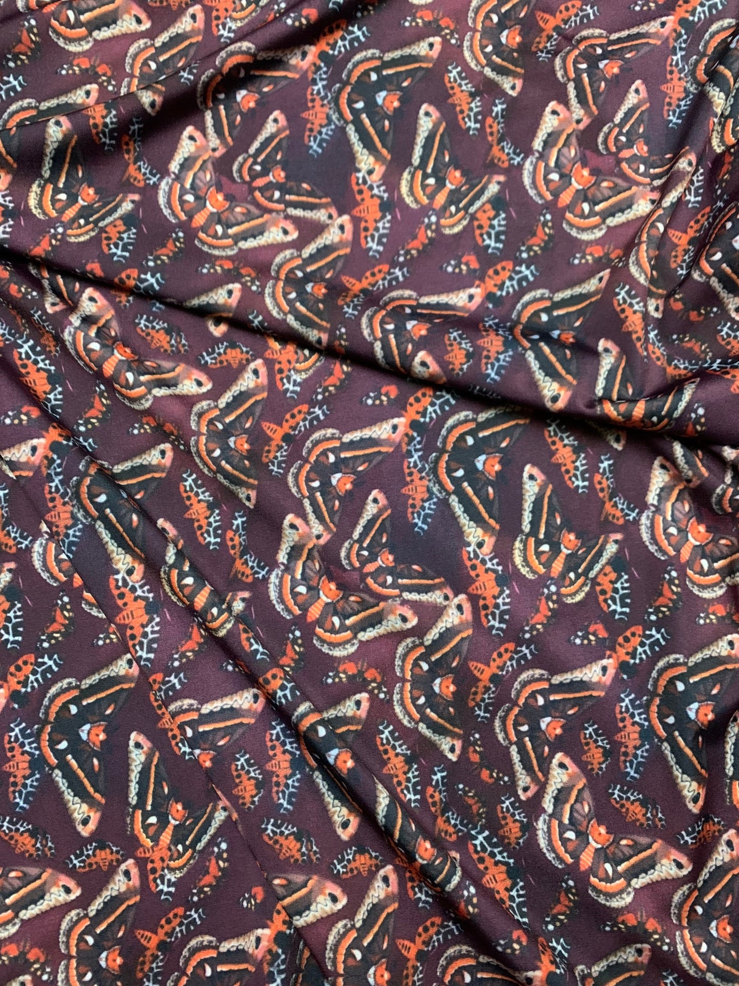 Moth multicolor design print on the best quality nylon spandex 4-way stretch 58/60”sold by the YD. ships worldwide from Los Ángeles CA