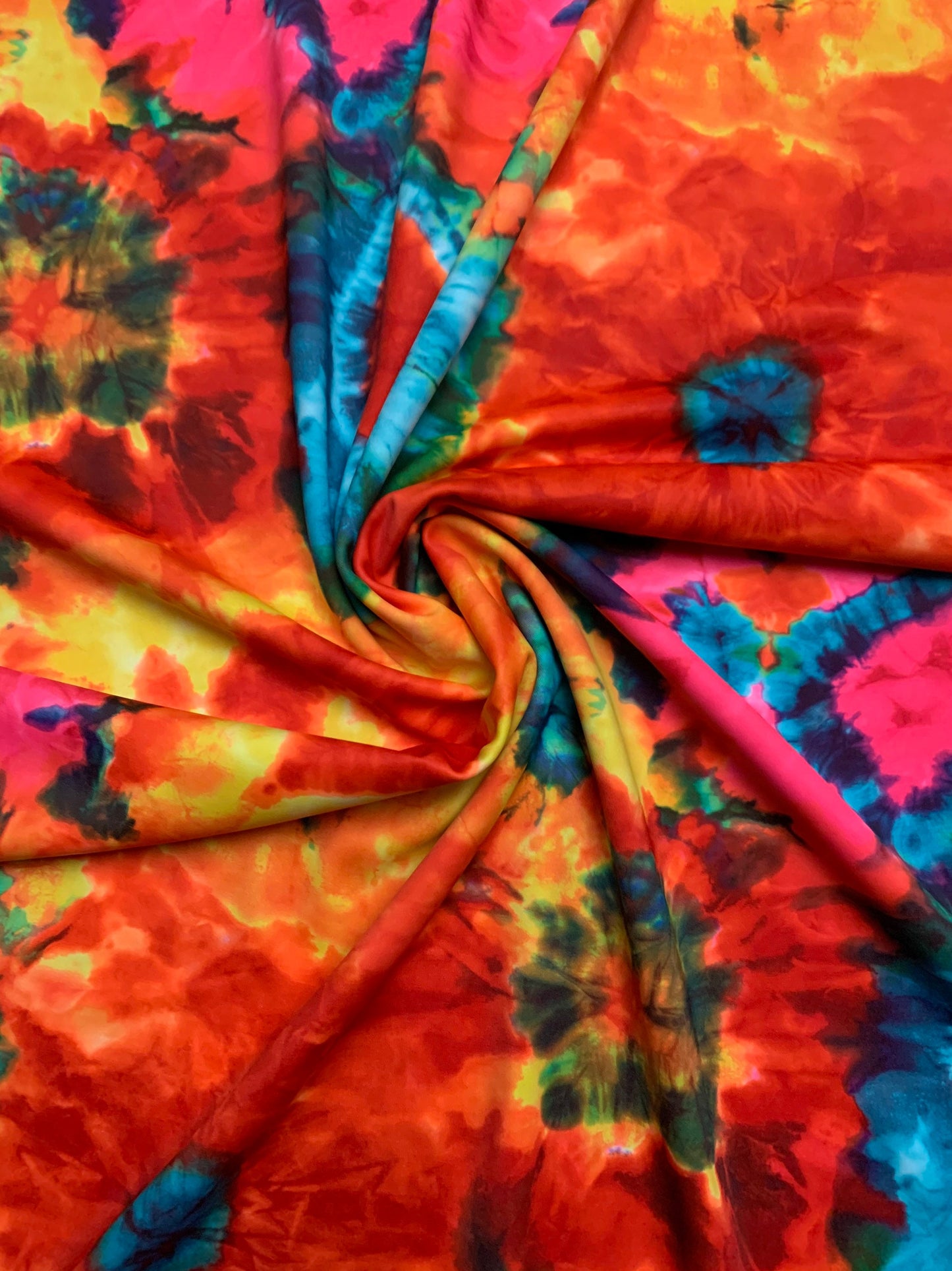Summer tie dye colorful print on the best quality nylon spandex 4way stretch 58/60”sold by the YD.ships worldwide from Los Angeles CA USA