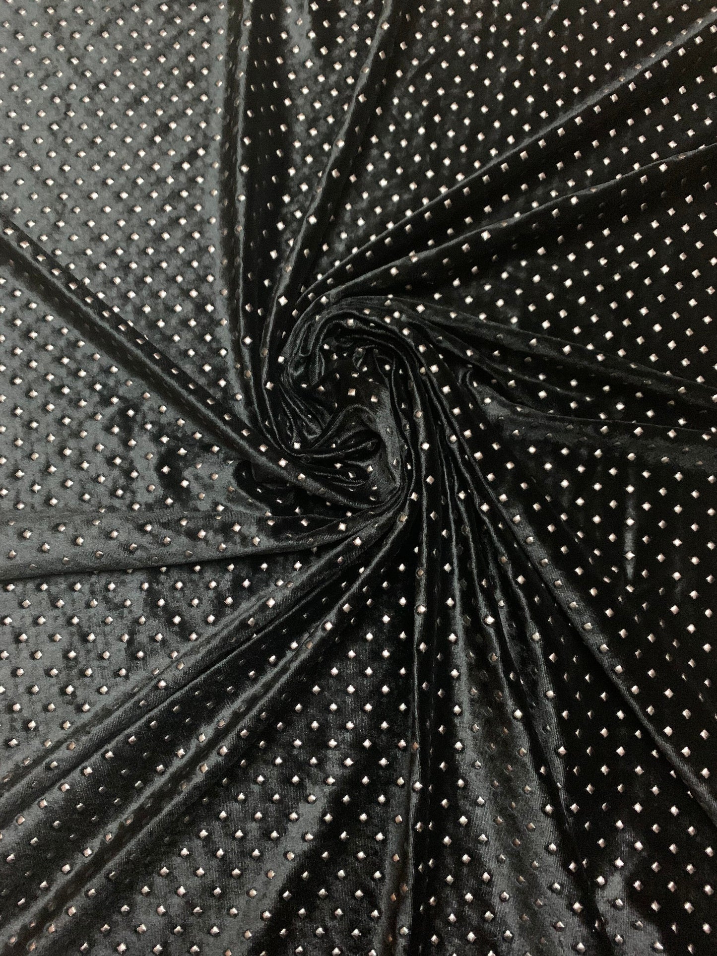 Metallic dots stretch velvet design 4-way stretch 59/50”sold by the YD. ships worldwide from Los Angeles California USA