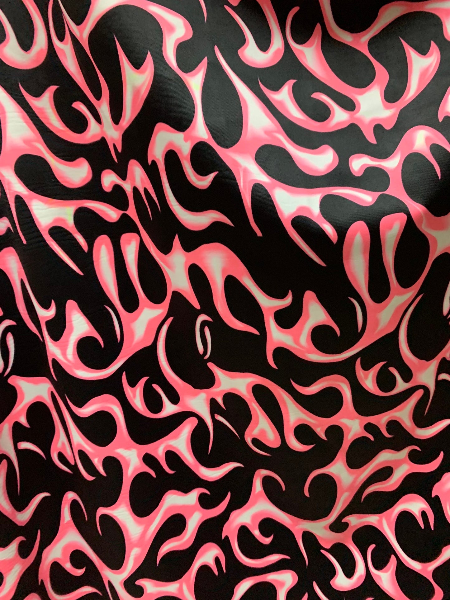 Fire flames design Neon colors print on the best quality of nylon spandex 4-way stretch 59/60”sold by the YD. ships worldwide from L.A CA