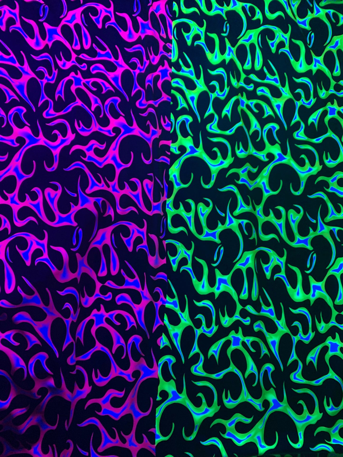 Fire flames design Neon colors print on the best quality of nylon spandex 4-way stretch 59/60”sold by the YD. ships worldwide from L.A CA