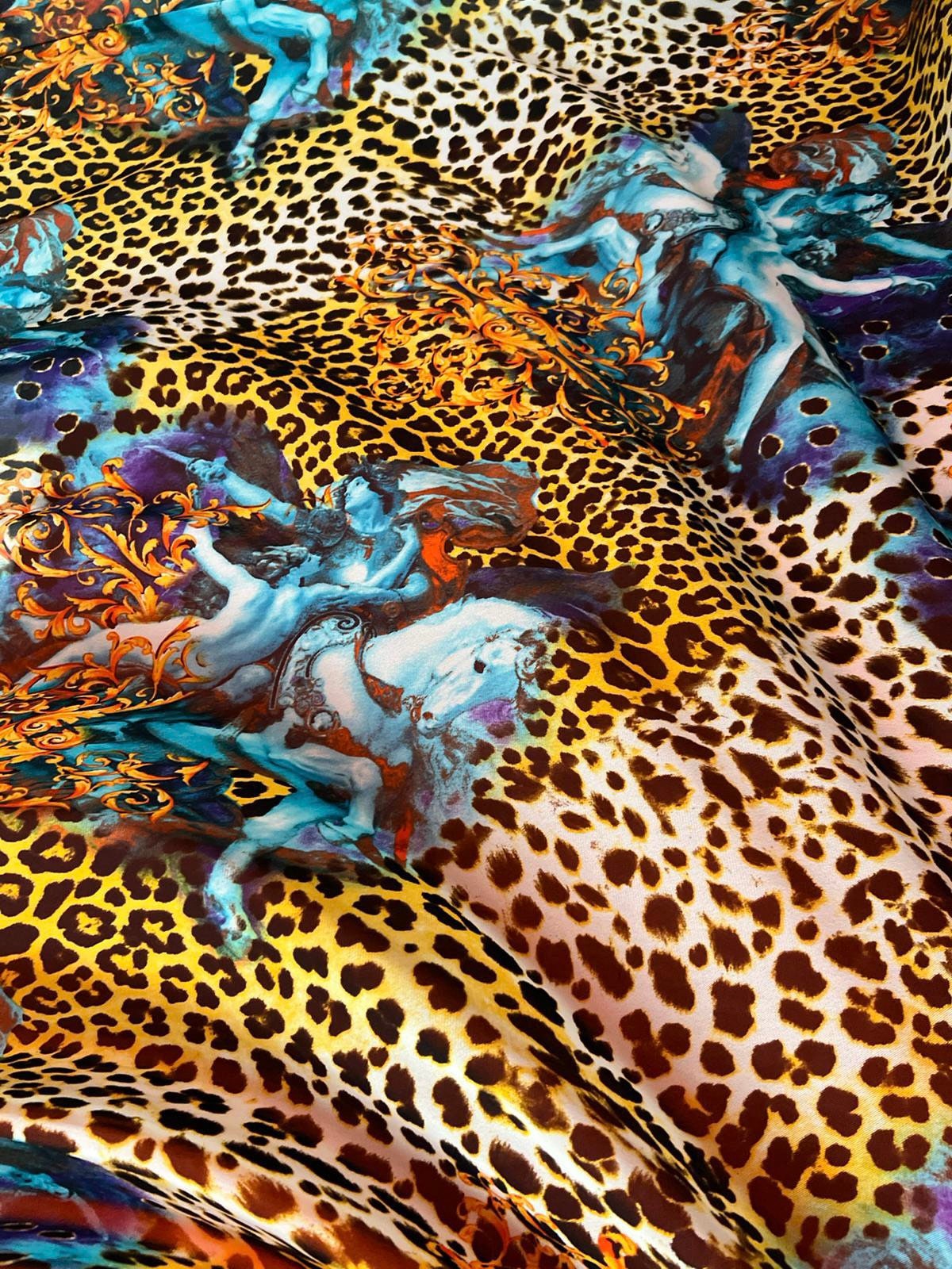 New cheetah design print on power mesh 4-way stretch 58/60”sold by the YD. Ships worldwide from Los Angeles California USA.