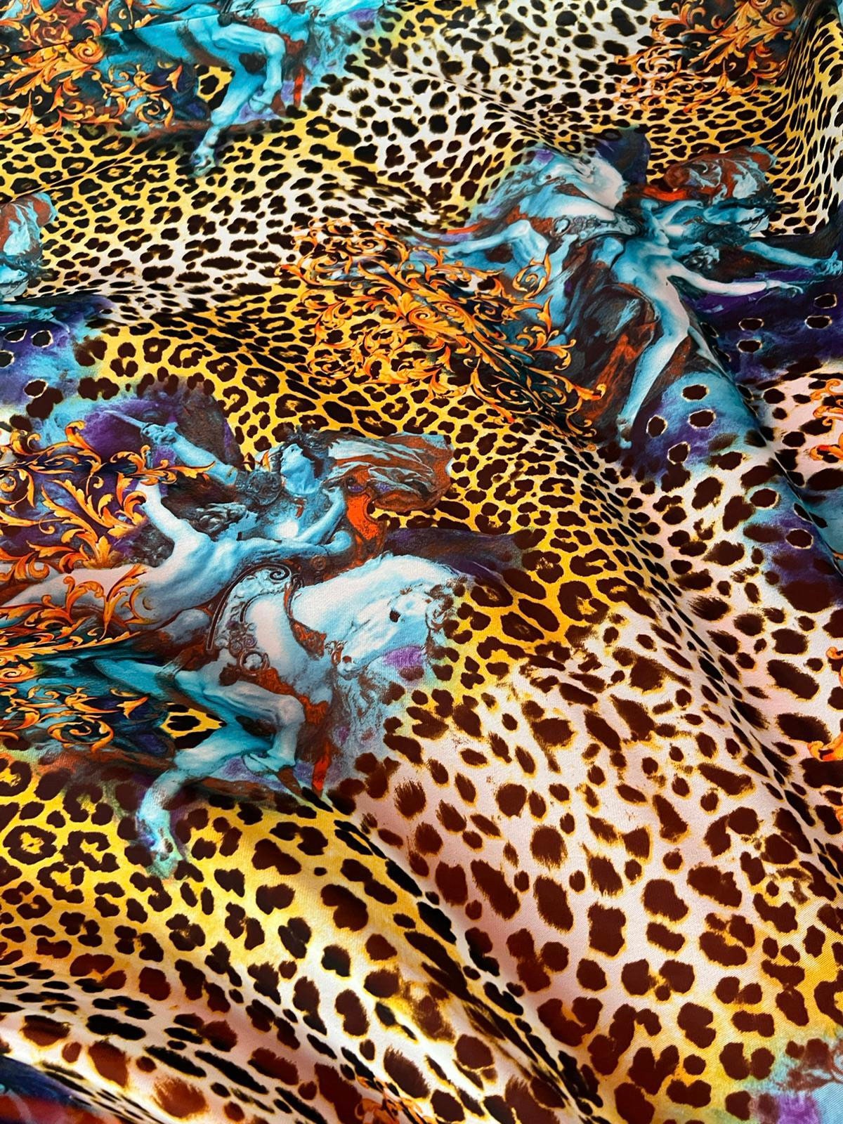 New cheetah design print on power mesh 4-way stretch 58/60”sold by the YD. Ships worldwide from Los Angeles California USA.
