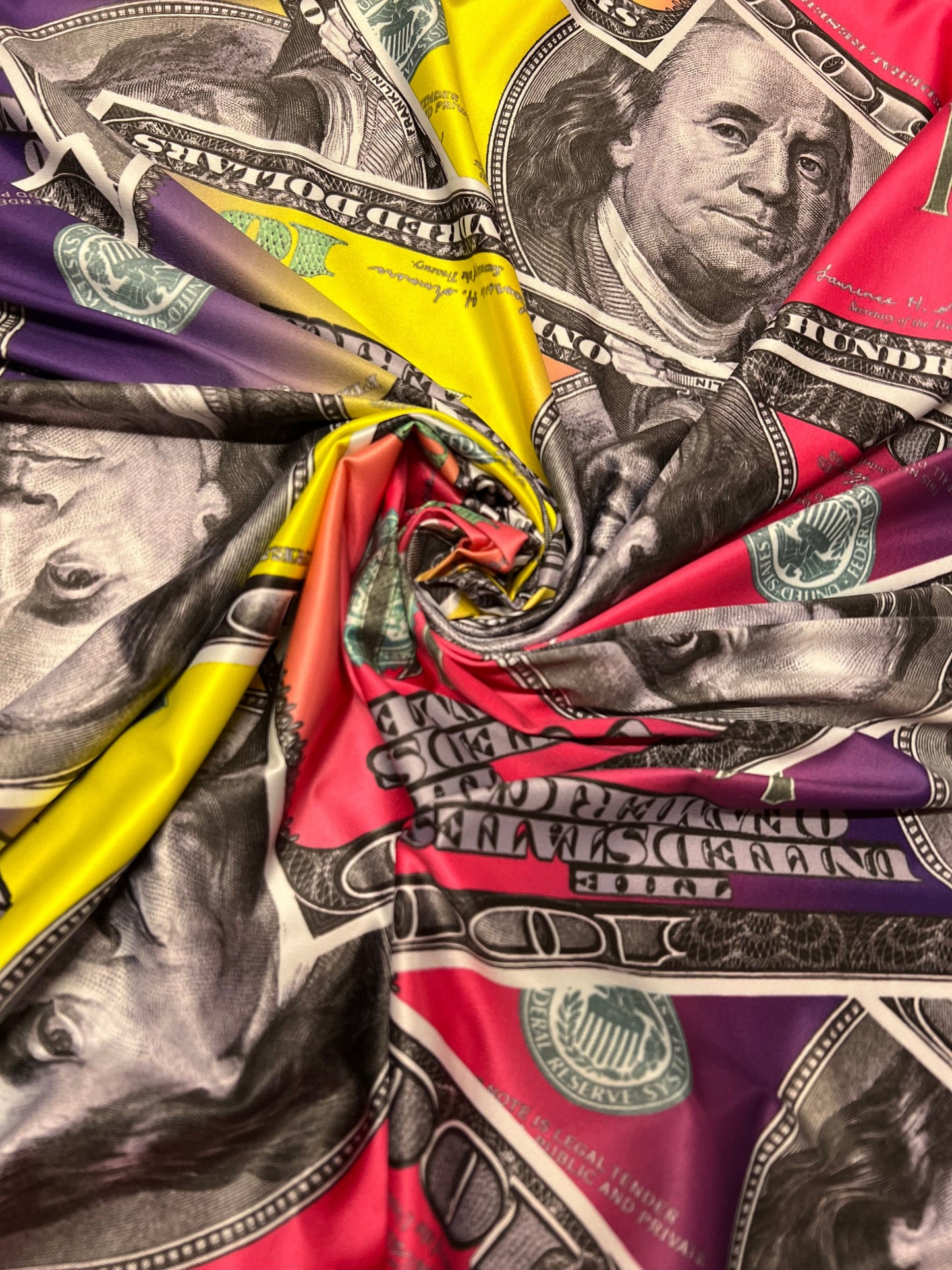 Multicolor money design print on the best quality of nylon spandex 4-stretch 58/60”sold by the YD.ships worldwide from Los Angeles CA