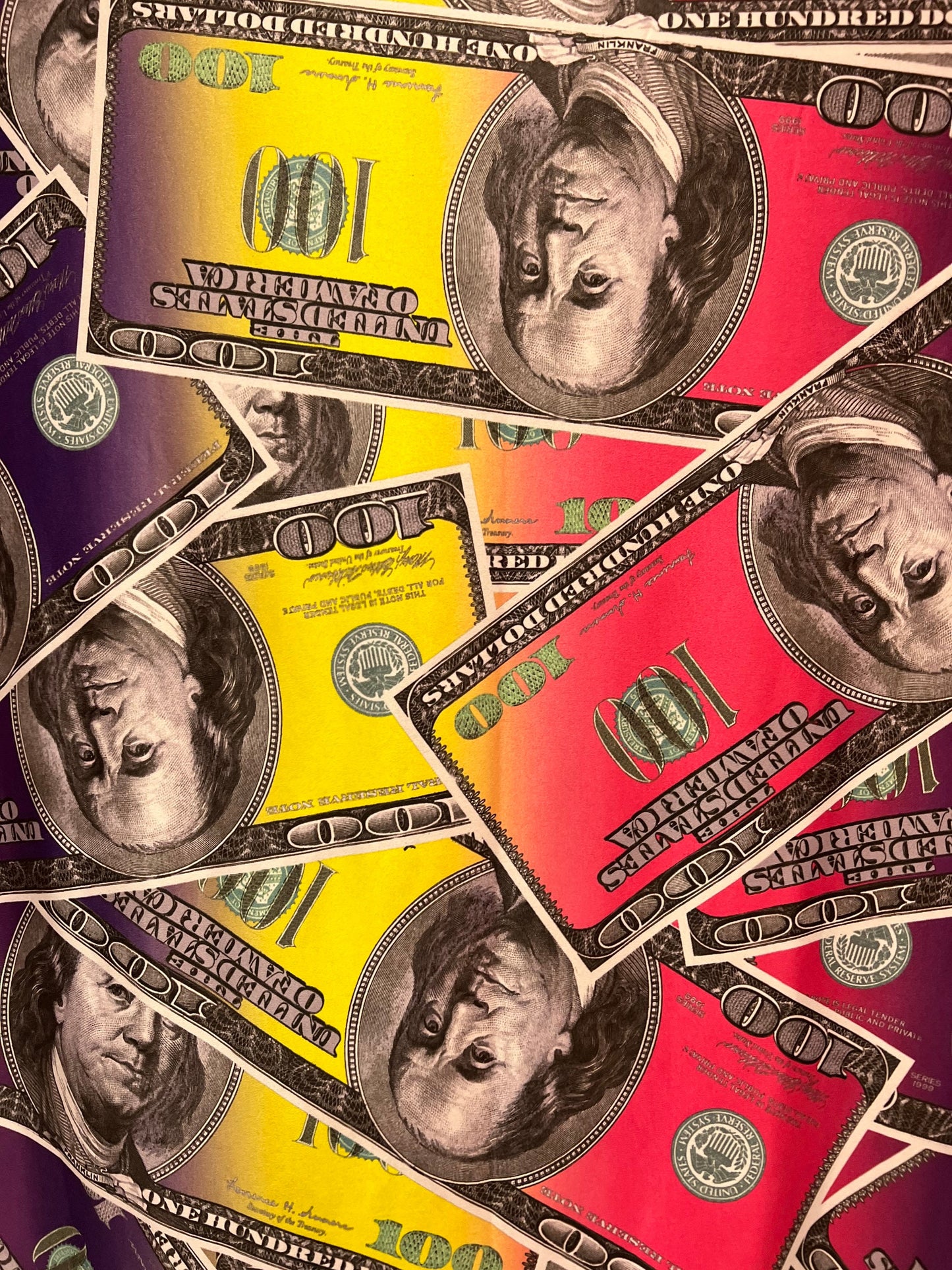 Multicolor money design print on the best quality of nylon spandex 4-stretch 58/60”sold by the YD.ships worldwide from Los Angeles CA