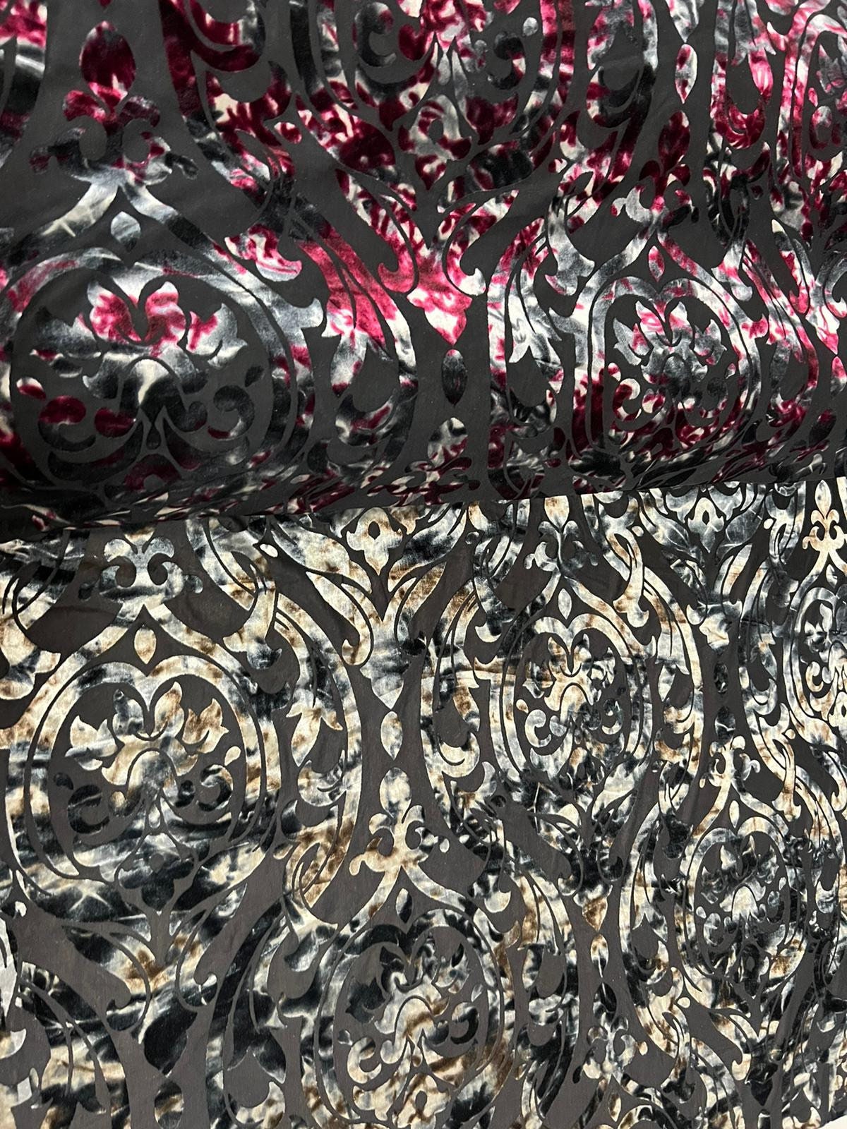 New luxury burnout stretch velvet tie dye 4-way stretch 58/60”sold by the YD.ships worldwide from Los Angeles California USA.