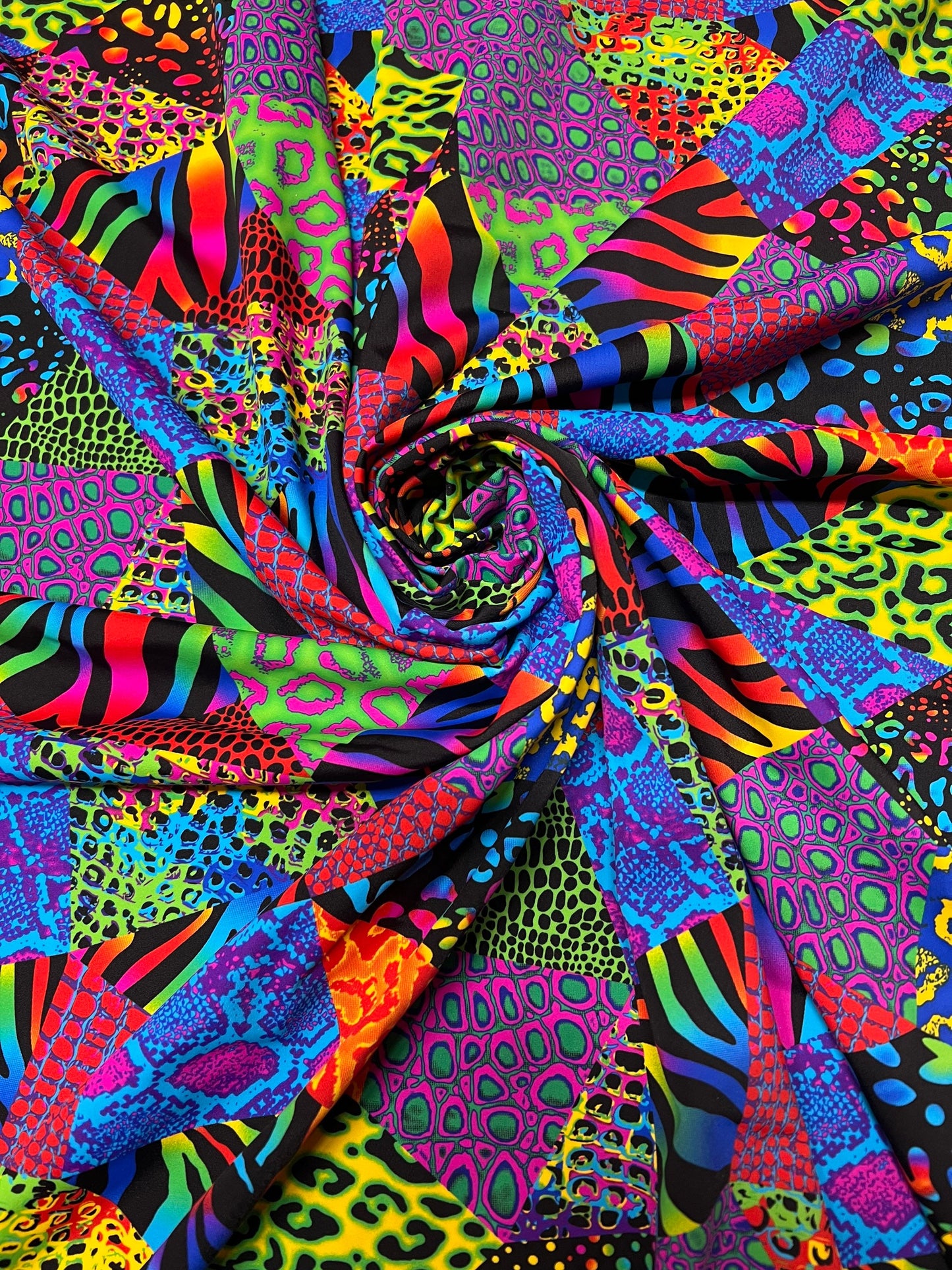 Colorful safari design print on the best quality of nylon spandex 4-stretch 58/60”sold by the YD.ships worldwide from Los Angeles California
