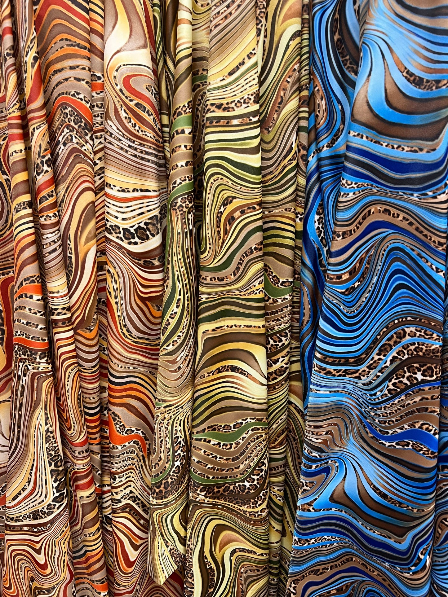 New safari abstract print on the best quality of nylon spandex4-stretch 58/60”sold by the YD.Ships worldwide from Los Angeles California USA