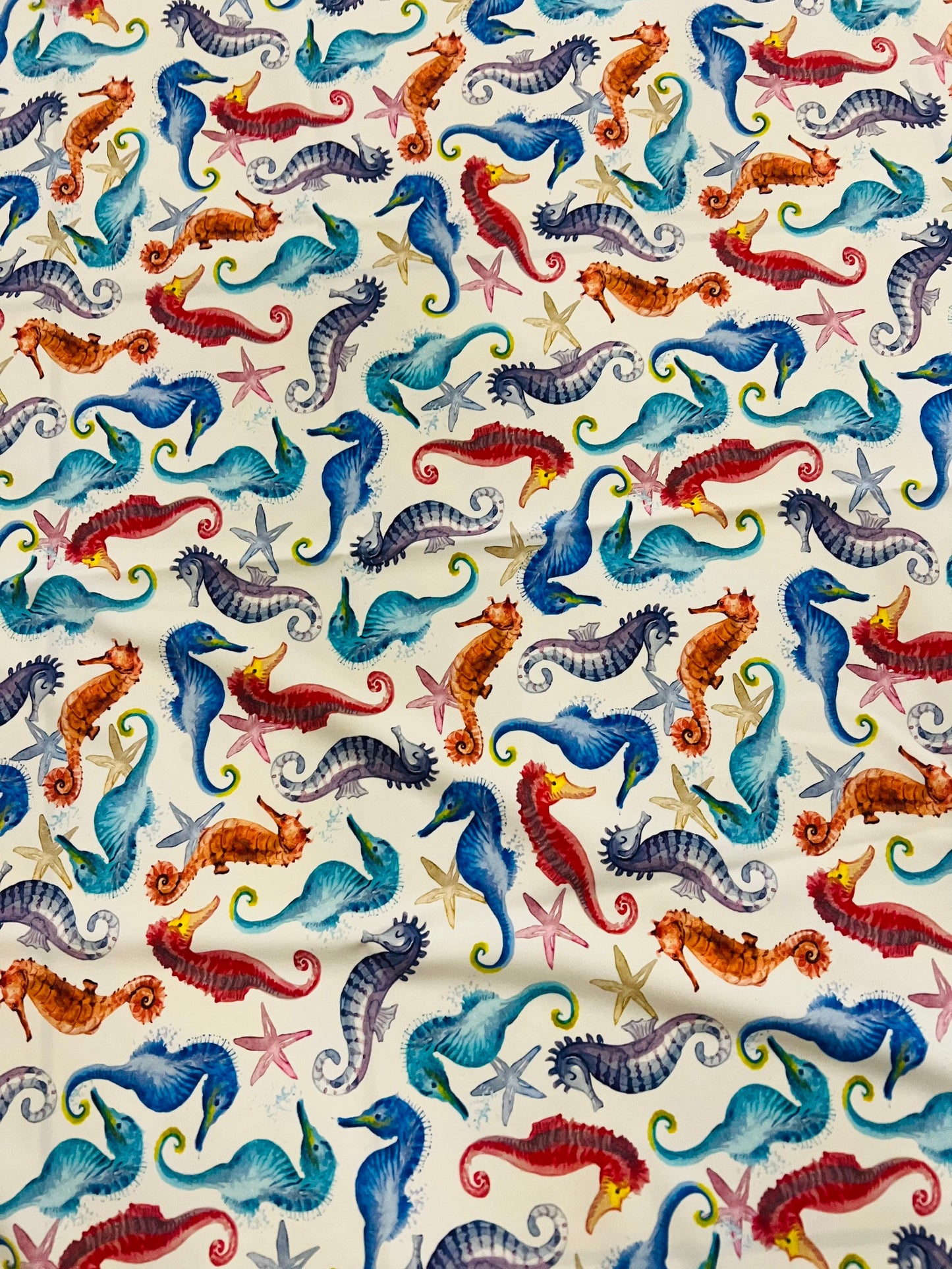Cute Seahorse pattern design print on the best quality of nylon spandex 4-stretch 58/60”sold by the YD. Ships worldwide from Los Angeles CA