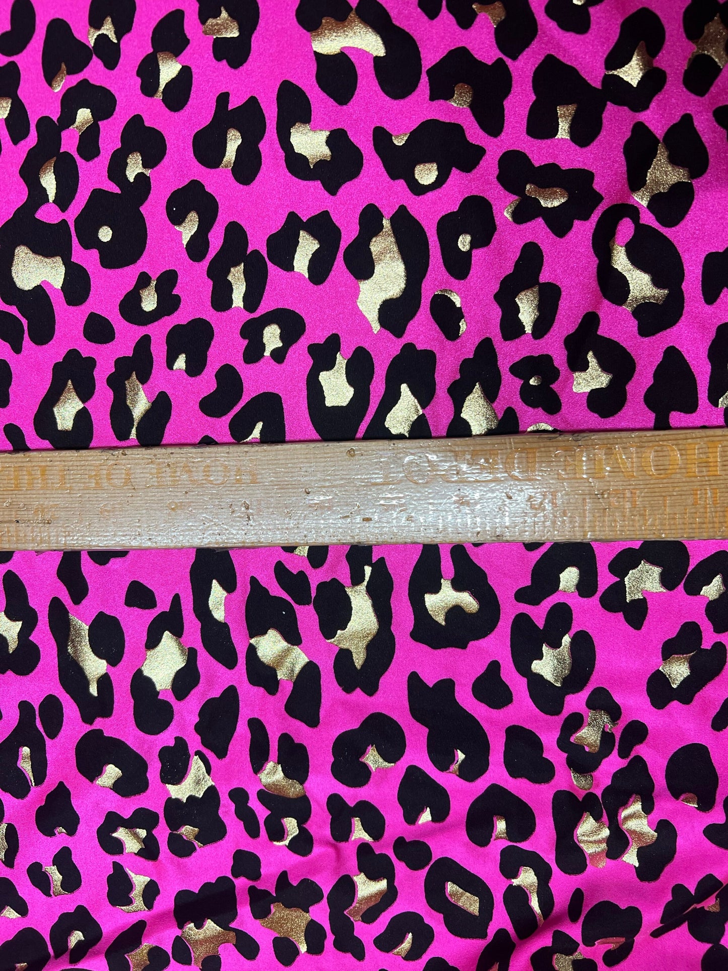 New leopard pattern design with metallic nylon spandex 4- stretch 58/60”sold by the YD.Ships worldwide from Los Angeles California USA.