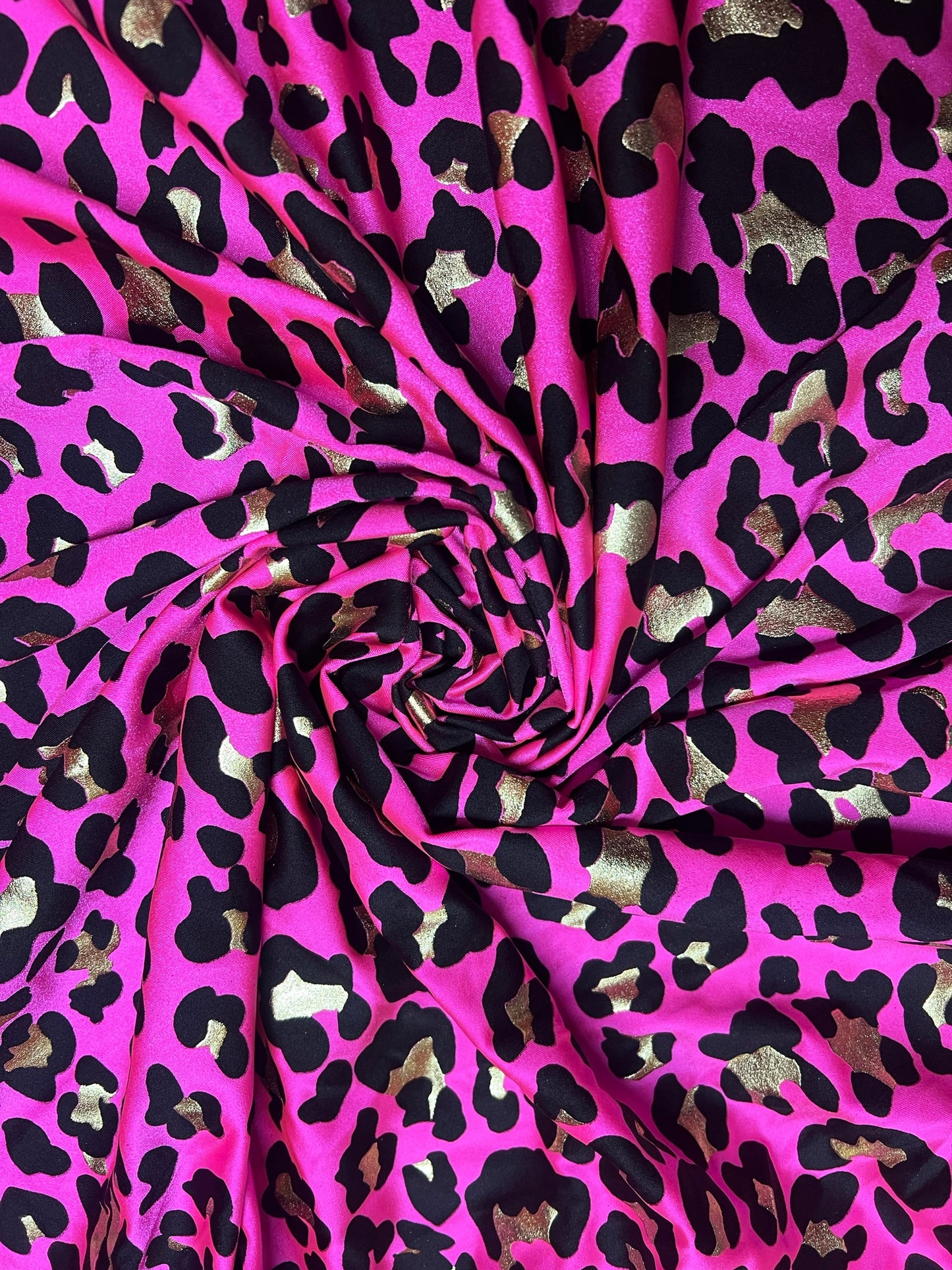 New leopard pattern design with metallic nylon spandex 4- stretch 58/60”sold by the YD.Ships worldwide from Los Angeles California USA.