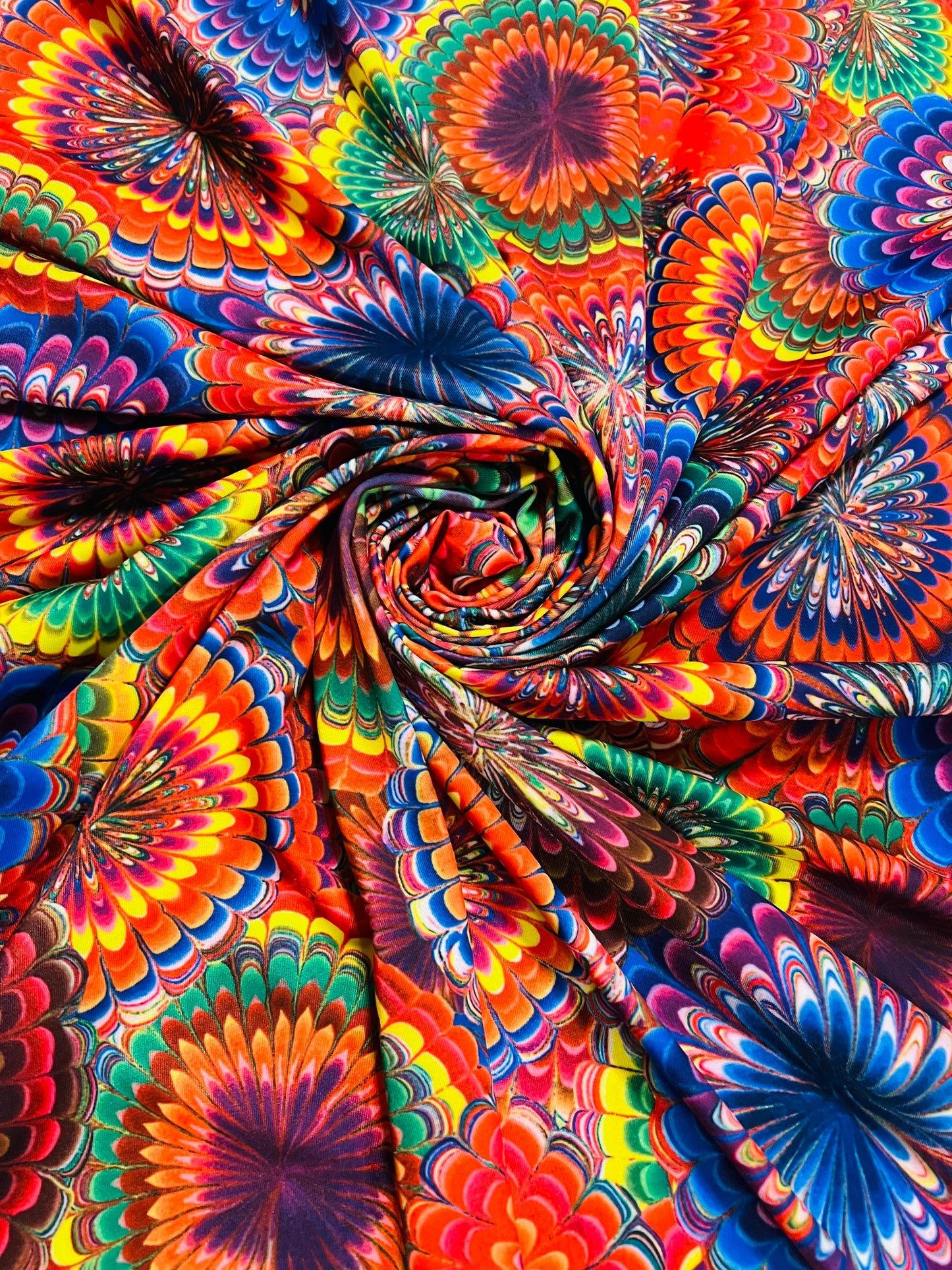 Fashion African design print on the best quality of nylon spandex 4-stretch 58/60”sold by the YD.Ships worldwide from Los Angeles CA.