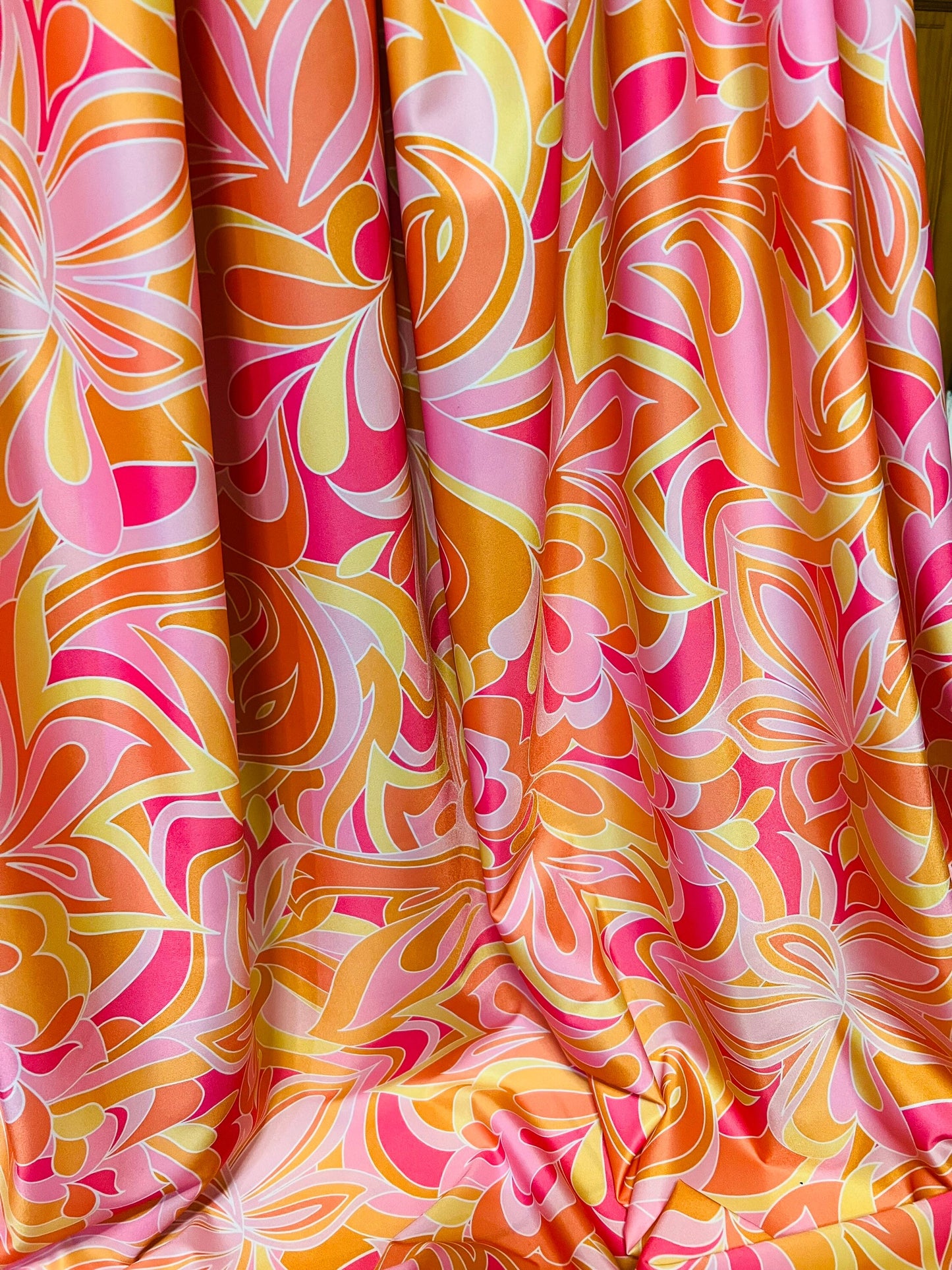 New abstract floral design print on the best quality of nylon spandex 4-stretch 59/60”Sold by the YD.Ships worldwide from Los Angeles CA.