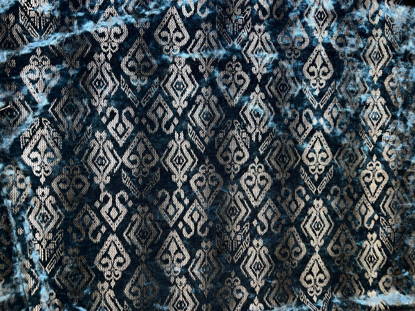 tribal pattern design print on stretch velvet 4-way stretch 58/60”Sold by the YD.Ships worldwide from Los Angeles California USA