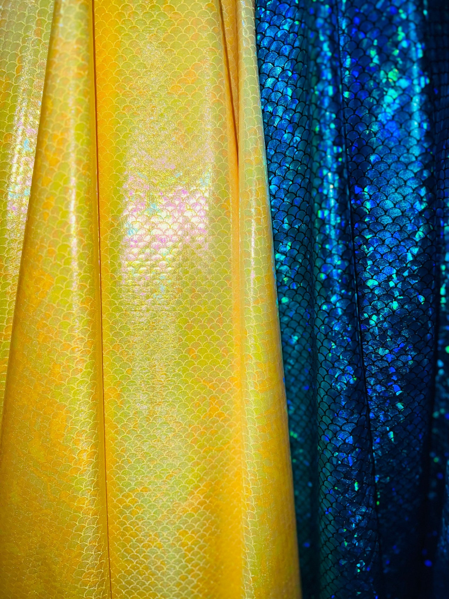 Hologram Scales mermaid design print on the best quality of nylon spandex 4-way stretch 58/60” Sold by the YD.Ships worldwide from LA