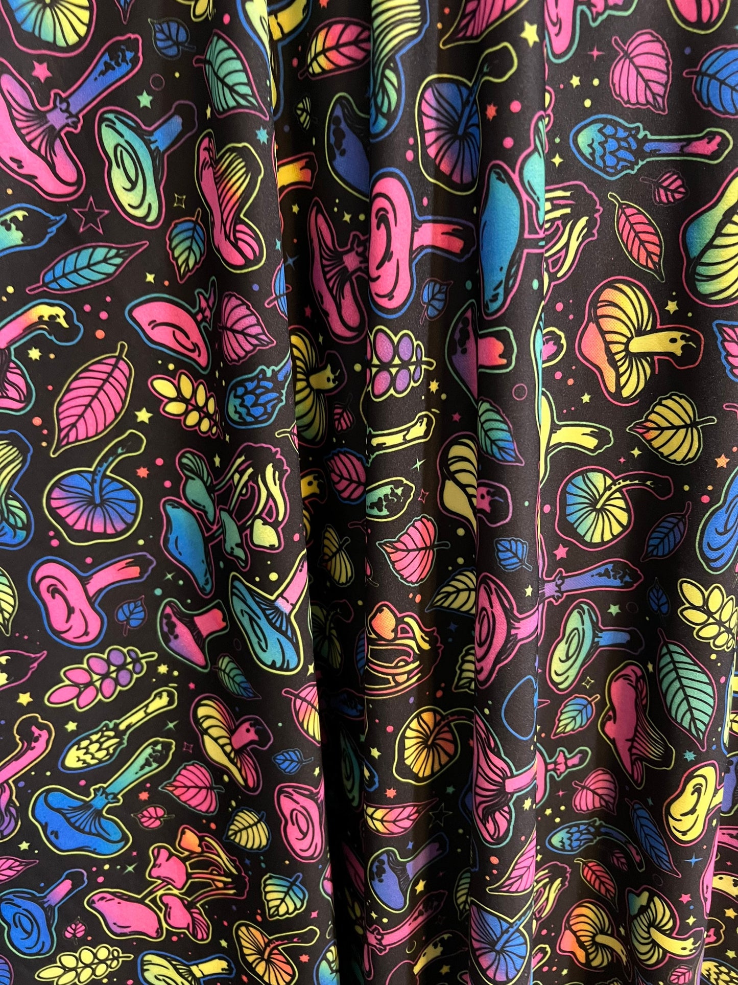 Colorful Mushrooms pattern design print on the best quality of nylon 4-way stretch 58/60”Sold by the YD.Ships worldwide from Los Angeles CA.