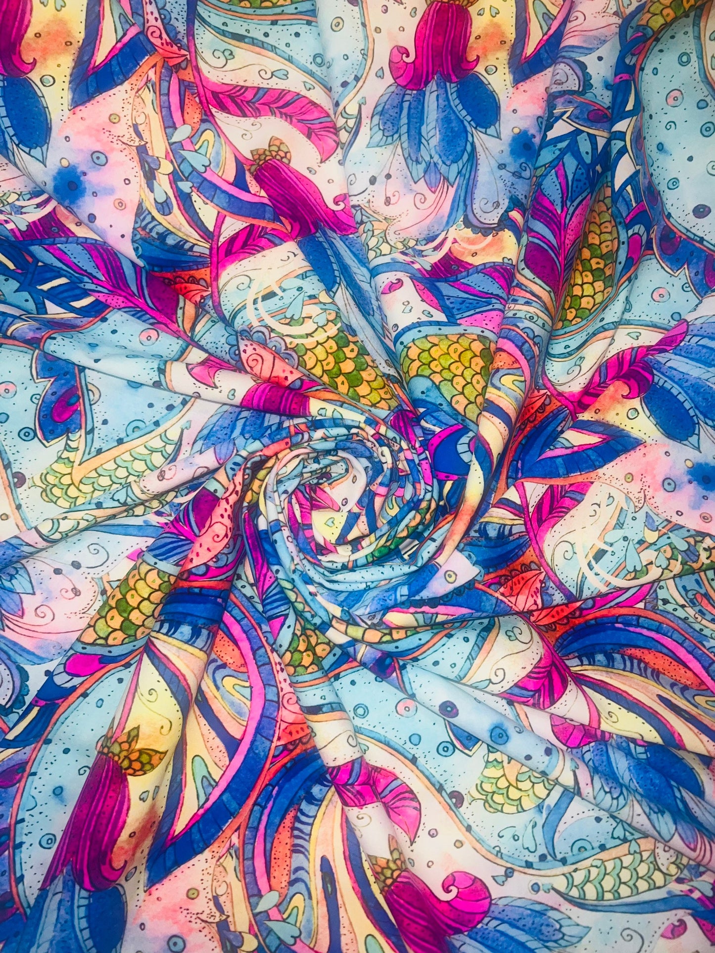 New fantasy floral design print on the best quality of nylon spandex 4way stretch sold by the YD.Ships worldwide from Los Angeles CA.