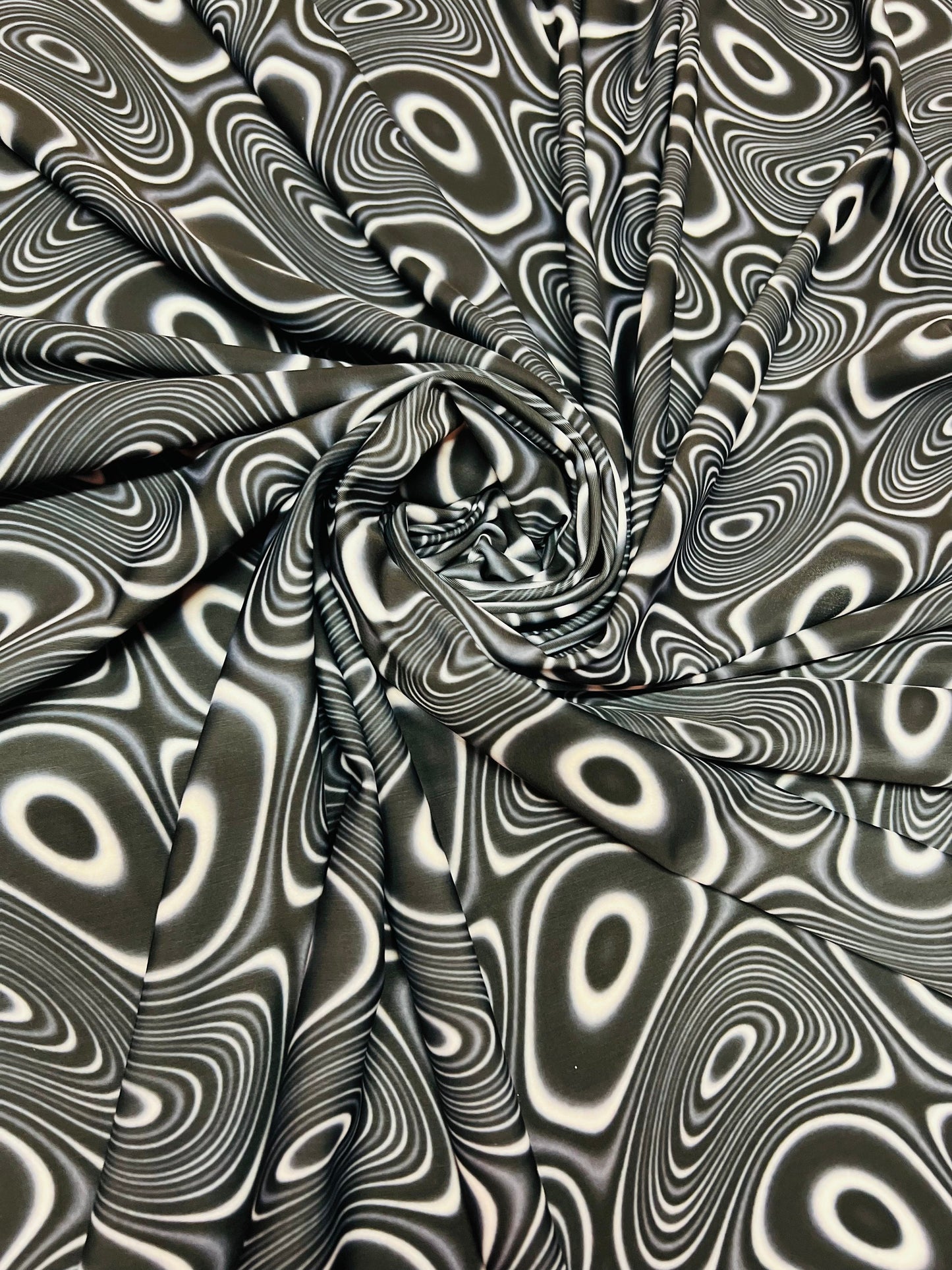 New Blank and White Abstract print on the best quality of nylon spandex 4-way Stretch 58/60”sold by the yard.Ships worldwide from LA CA.