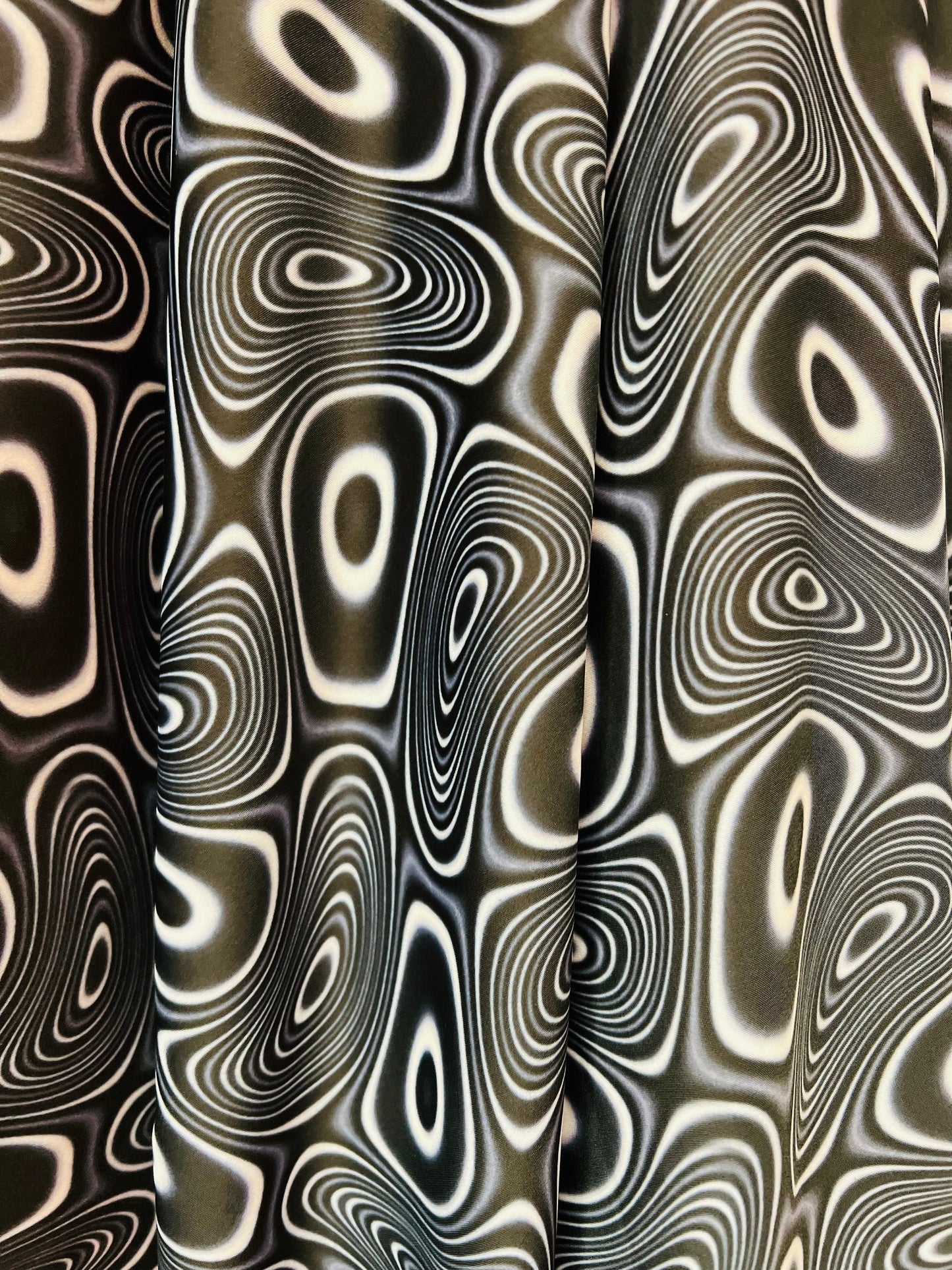 New Blank and White Abstract print on the best quality of nylon spandex 4-way Stretch 58/60”sold by the yard.Ships worldwide from LA CA.