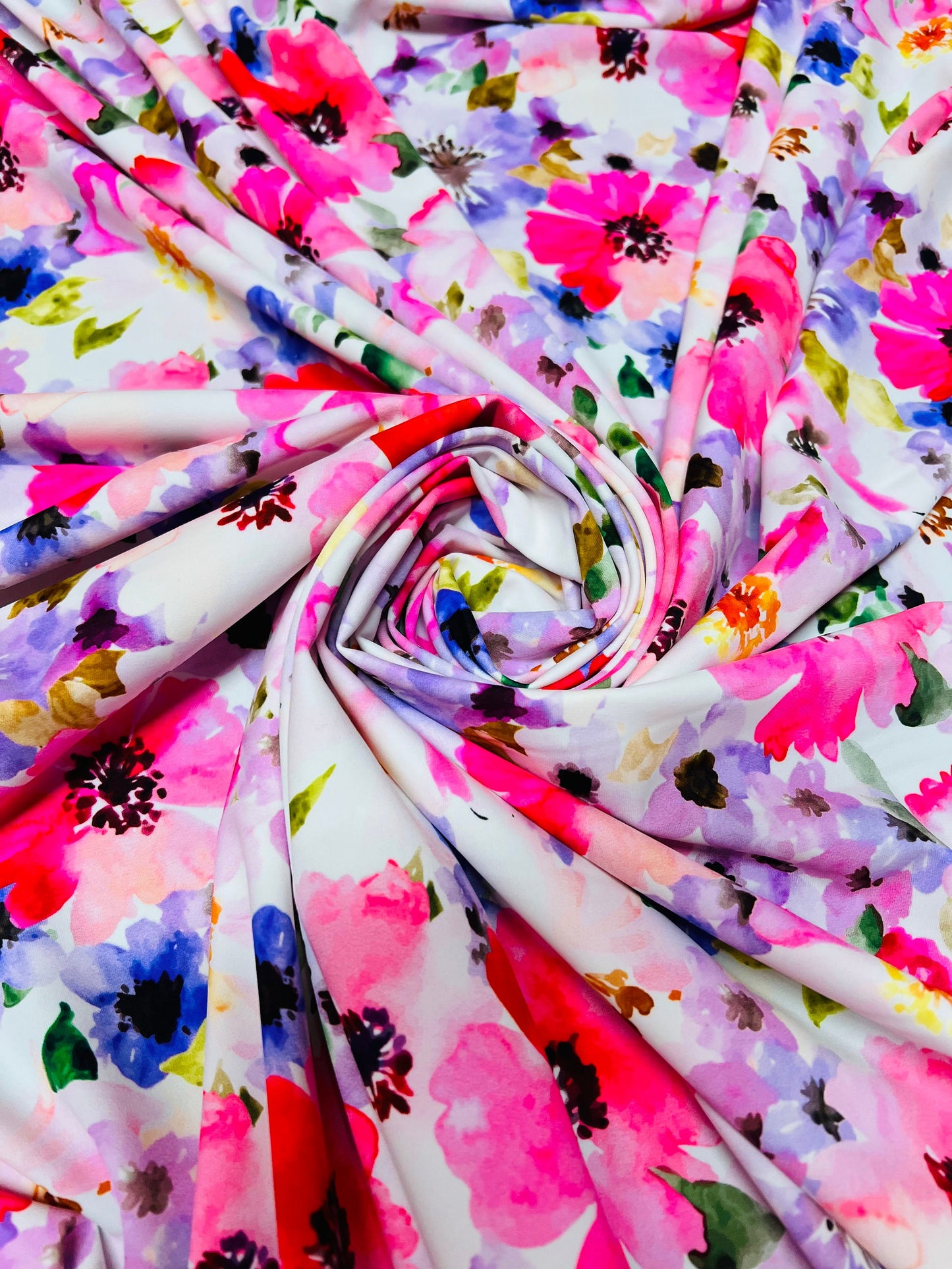 Modern flowers pattern design print on the best quality of nylon spandex 4-way stretch 58/60”sold by the YD.Ships worldwide from Los Angeles