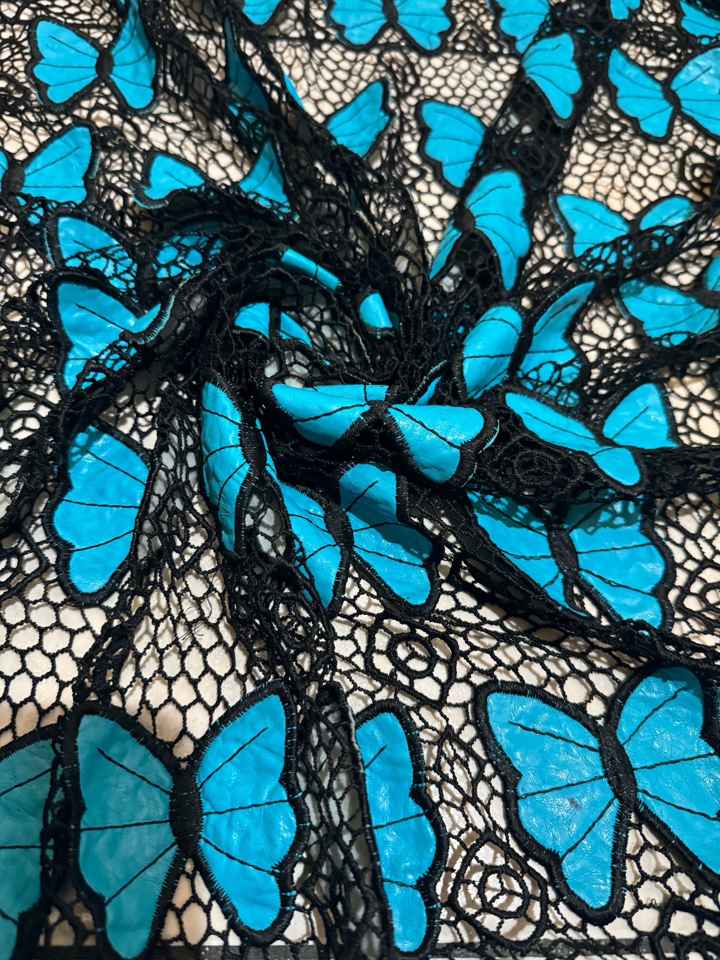 New butterflies pattern design in guipure lace the best Quality non stretch 55/57”Sold by the YD.Ships worldwide from Los Angeles California