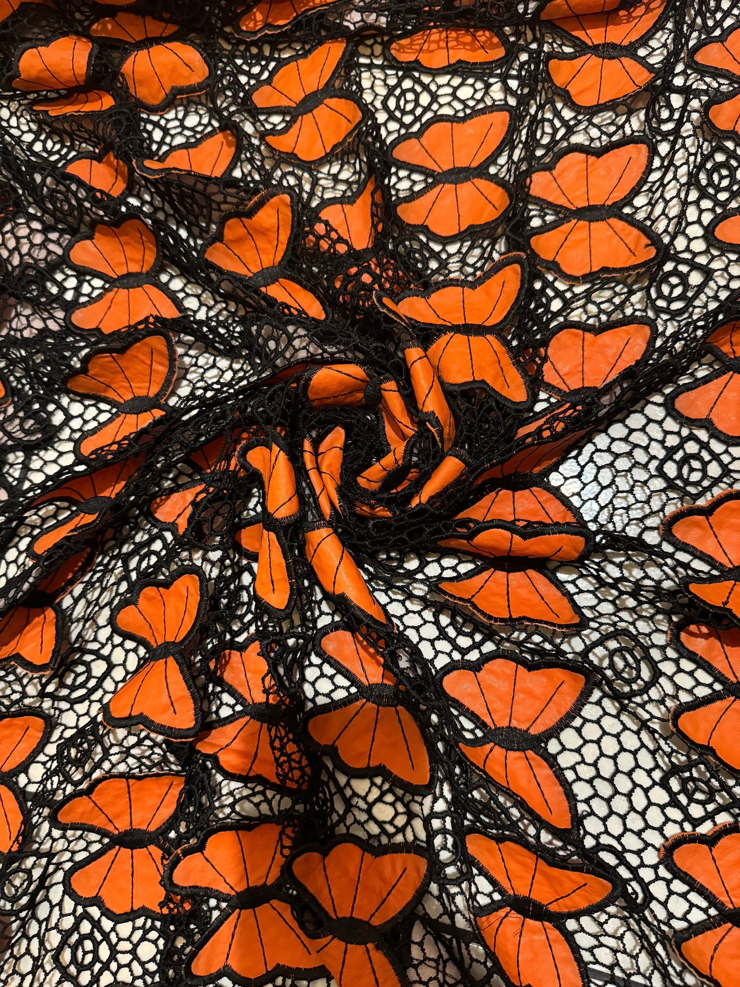 New butterflies pattern design in guipure lace the best Quality non stretch 55/57”Sold by the YD.Ships worldwide from Los Angeles California