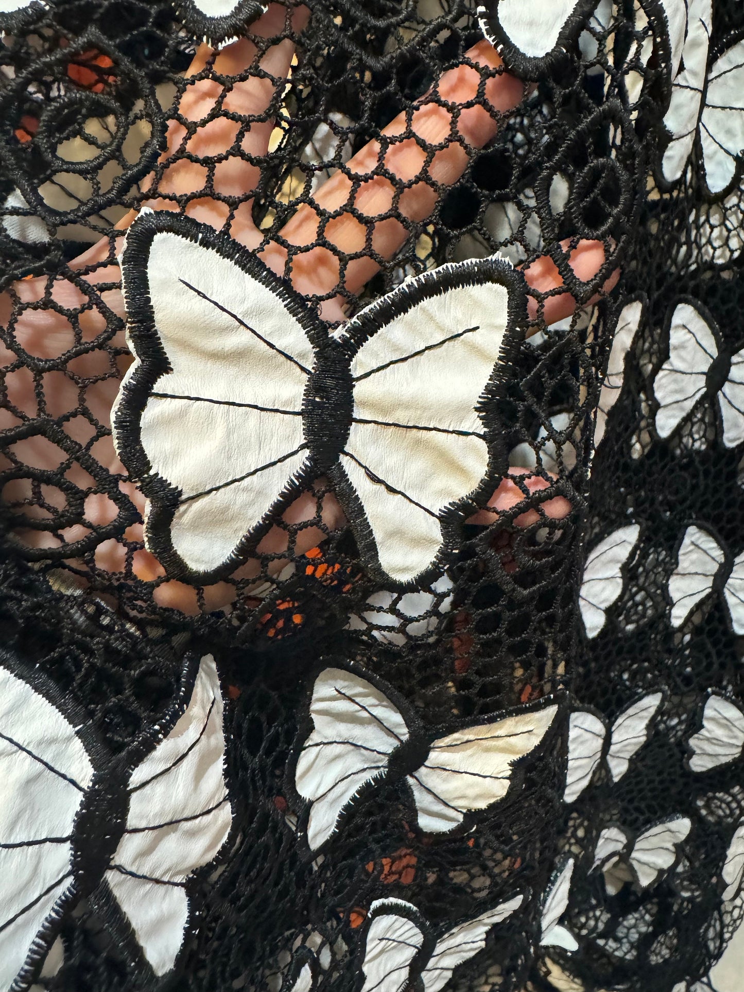 New butterflies pattern design in guipure lace the best Quality non stretch 55/57”Sold by the YD.Ships worldwide from Los Angeles California