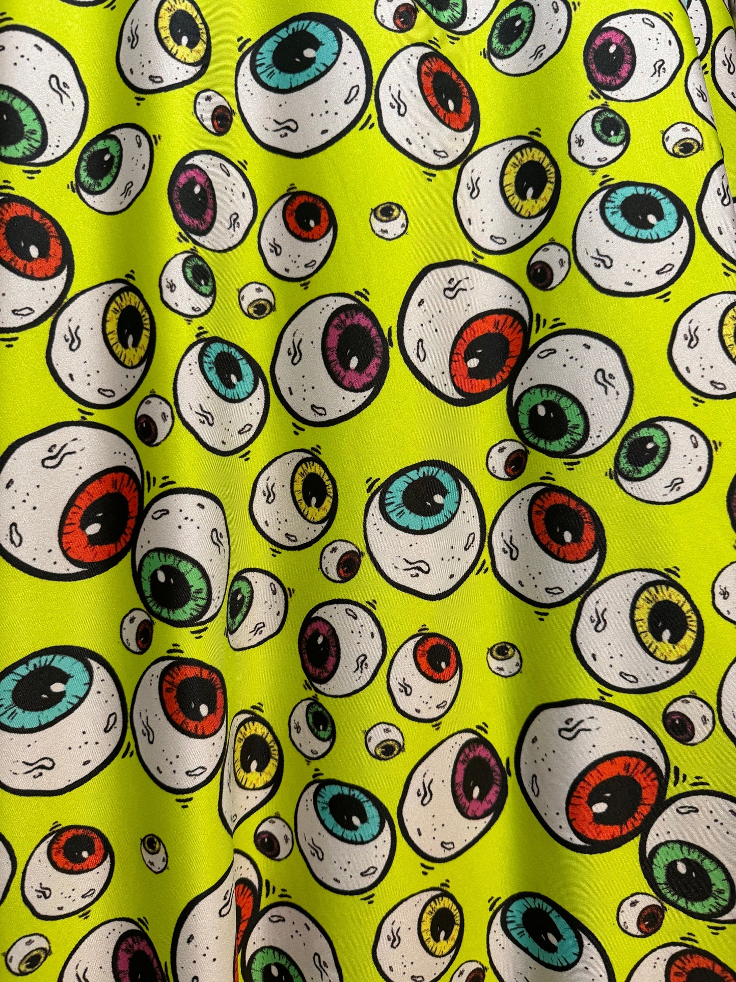 Modern colorful eyes design print on the best quality of nylon spandex 4way stretch 58/60” Sold by the YD.Ships worldwide from Los Angeles