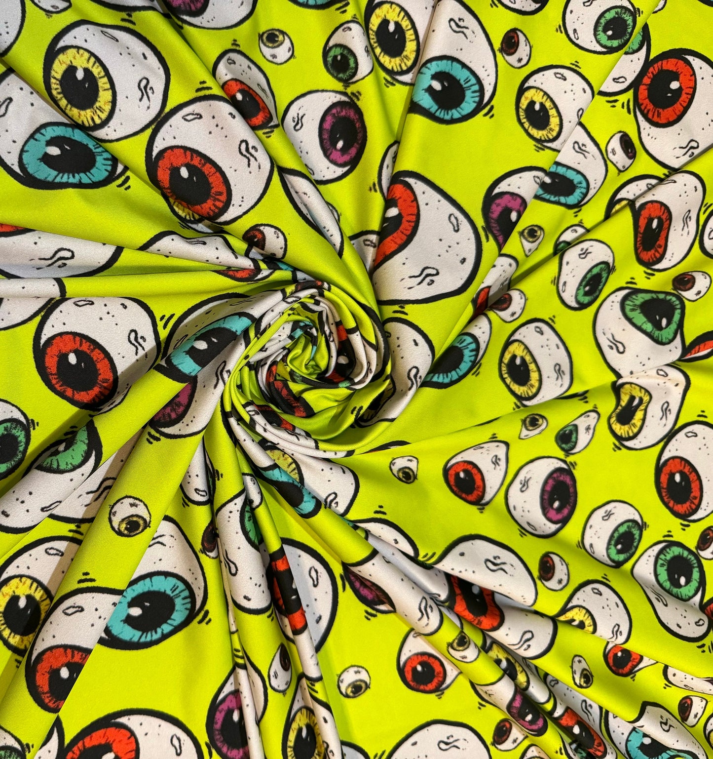 Modern colorful eyes design print on the best quality of nylon spandex 4way stretch 58/60” Sold by the YD.Ships worldwide from Los Angeles