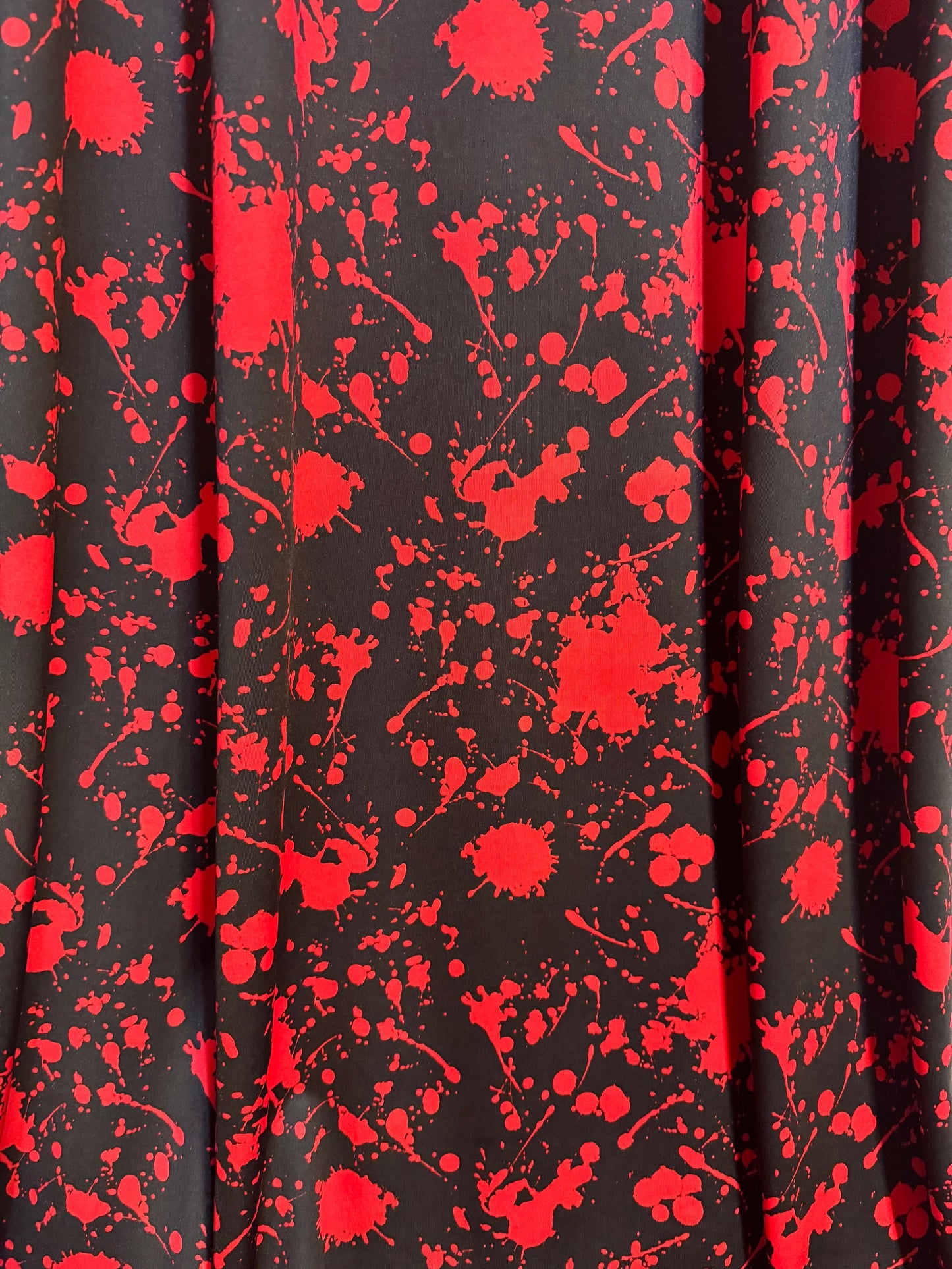 New Colorful red splatter paint design print on the best quality of nylon spandex 4way stretch 58/60” Sold by the YD.Ships worldwide from LA