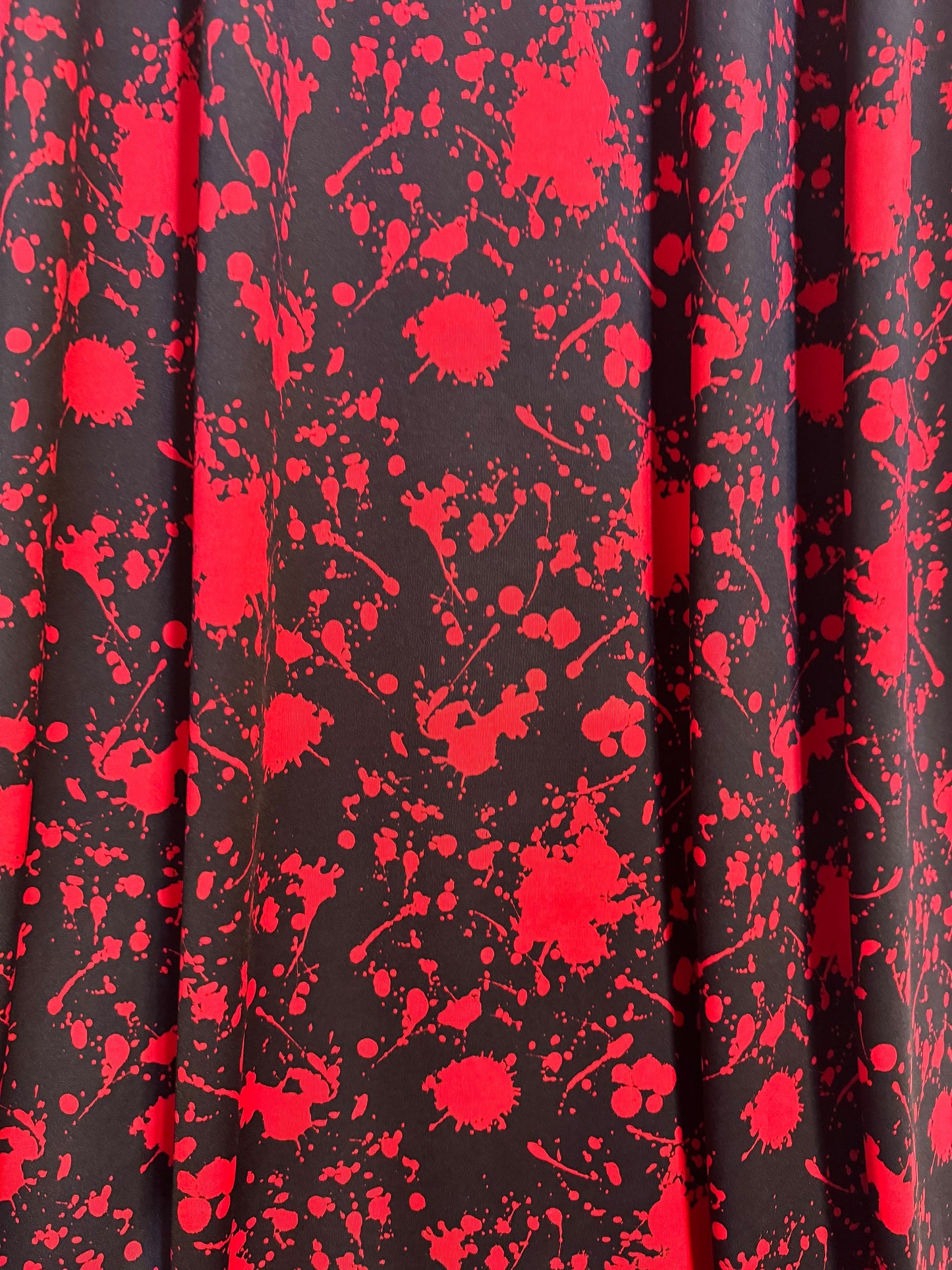 New Colorful red splatter paint design print on the best quality of nylon spandex 4way stretch 58/60” Sold by the YD.Ships worldwide from LA