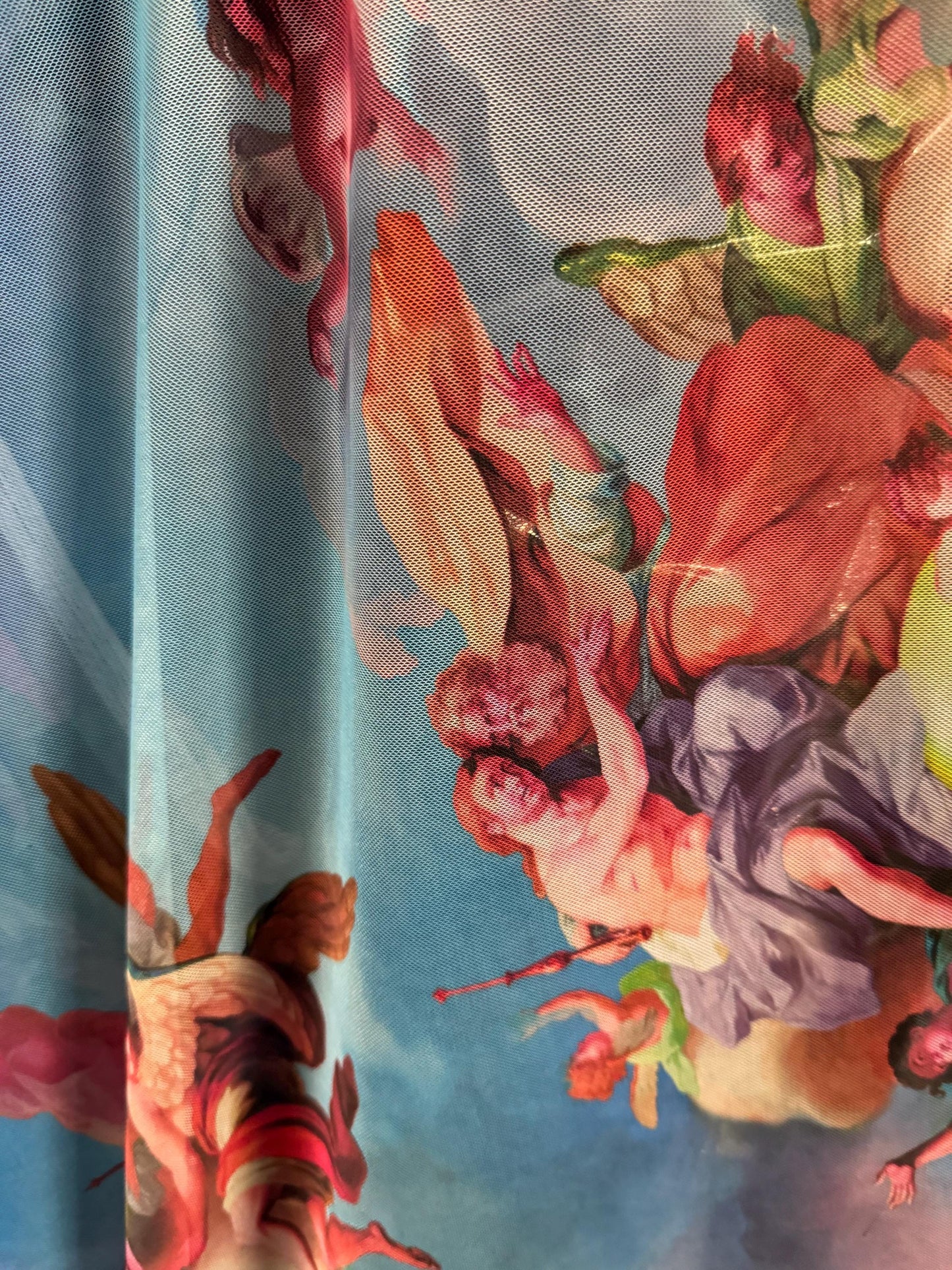 NEW celestial design print on power mesh 4-way stretch 58/60” sold by the YD.ships worldwide from Los Ángeles California USA