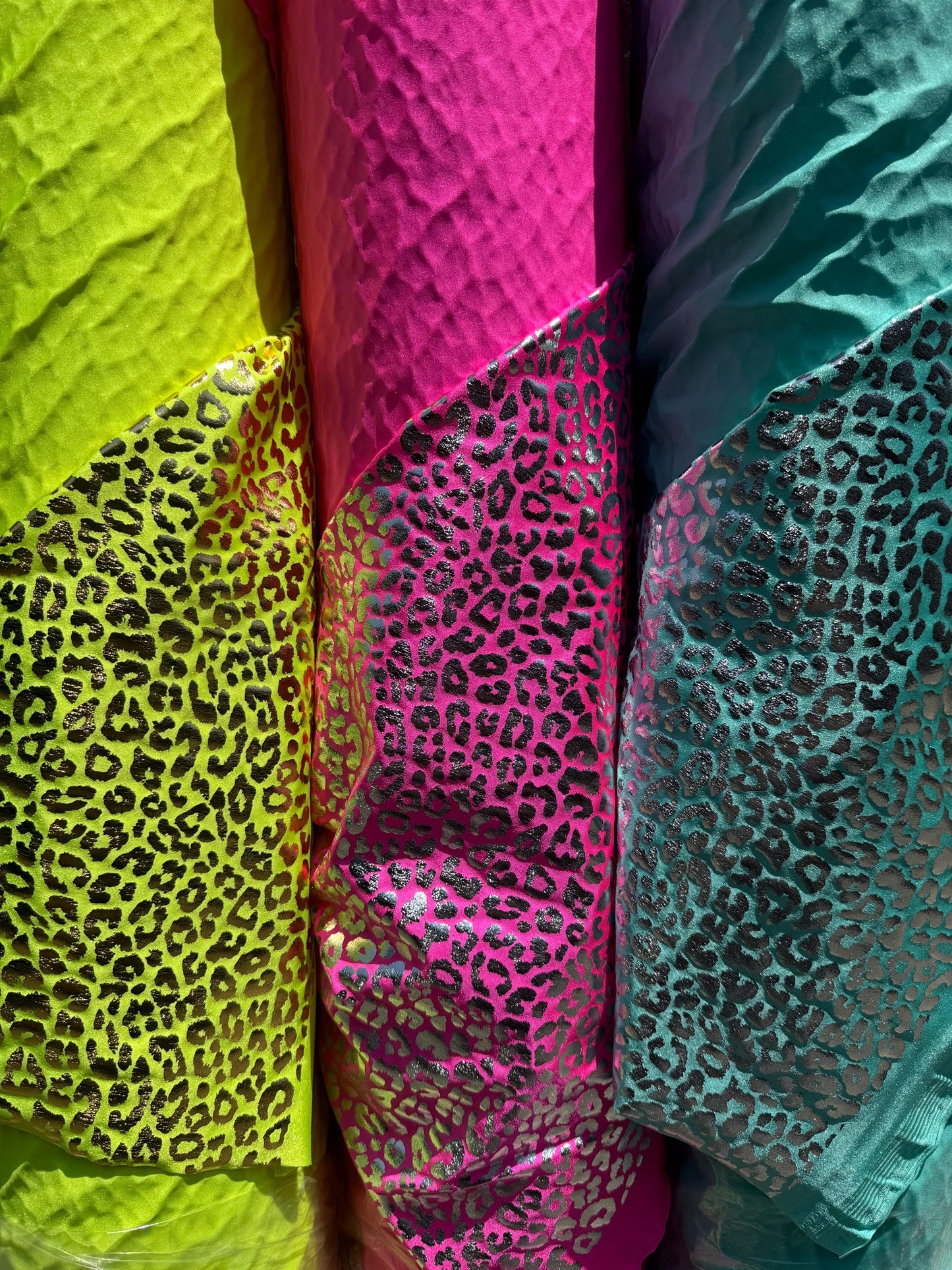 New leopard design metallic nylon spandex 4-stretch 58/60”sold by the YD.Ships worldwide from Los Angeles California USA.