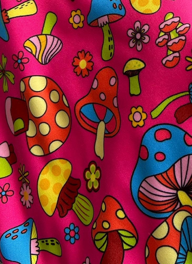 New mushroom design print on the best quality of nylon spandex 4-stretch 580/60”sold by the YD.ships worldwide from Los Angeles CA USA