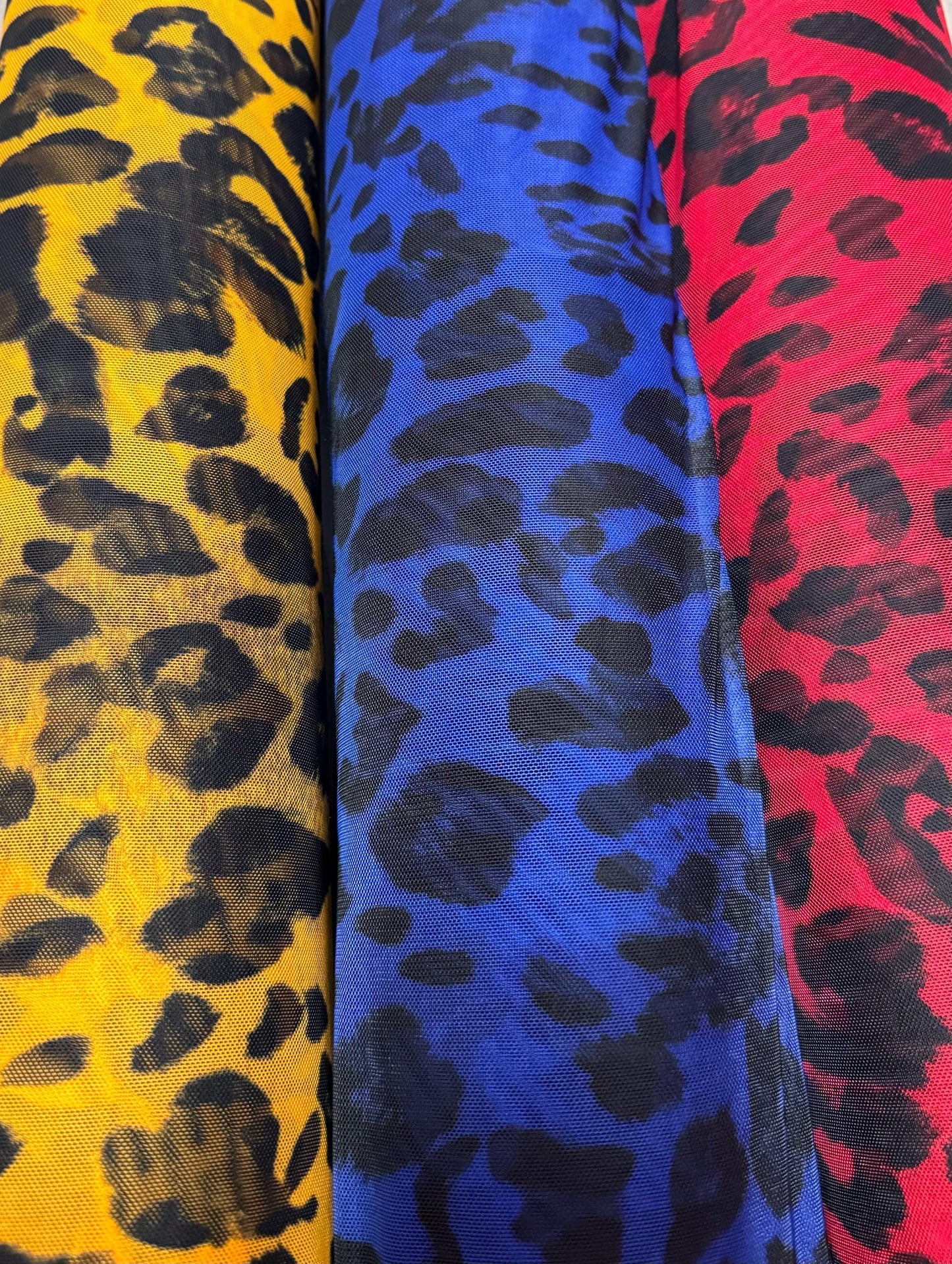 New Leopard pattern design print on power mesh nylon spandex 4-stretch 58/60”Sold by the YD.Ships worldwide from Los