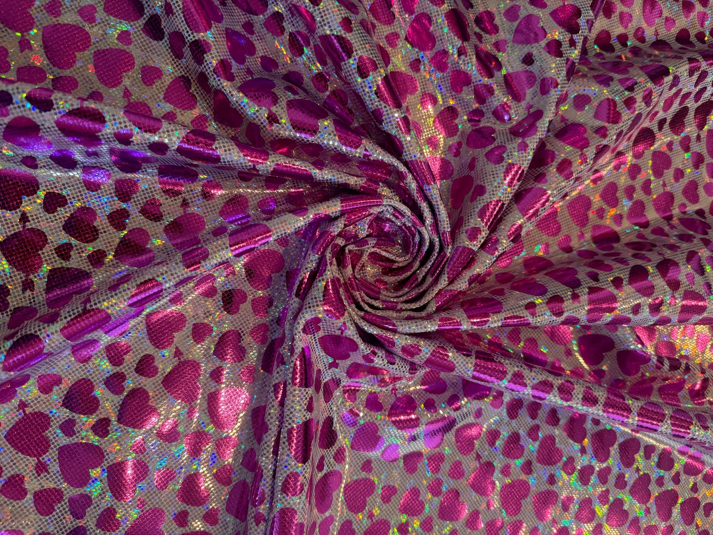 New valentine hearts broken glass hologram design nylon spandex 4-stretch 58/60”sold by the YD.ships worldwide from Los Angeles California