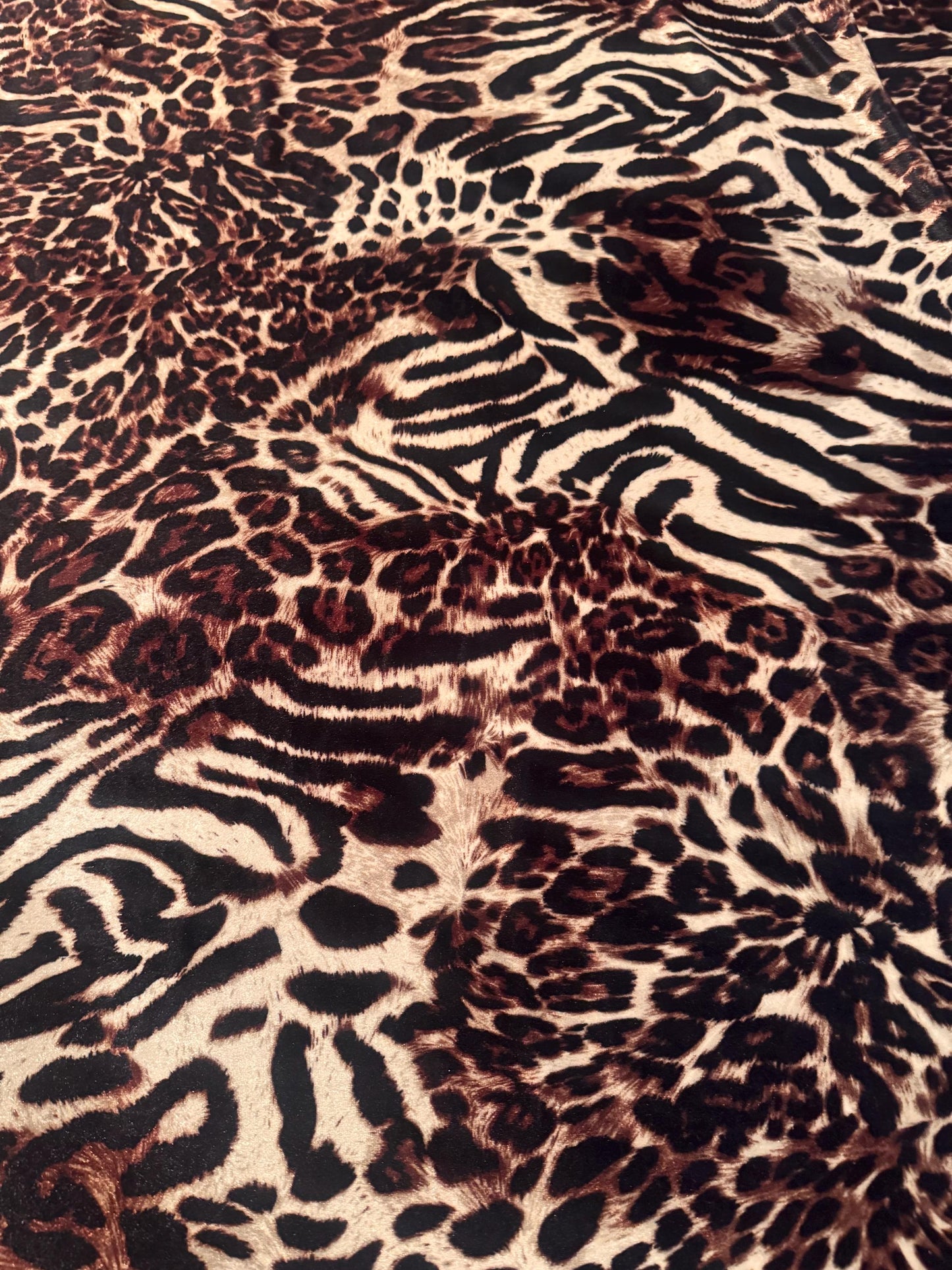New Exotic Wild Animals prints design heavy stretch velvet 4-way 420 gm 58/60”sold by the YD. ships worldwide from Los Angeles California