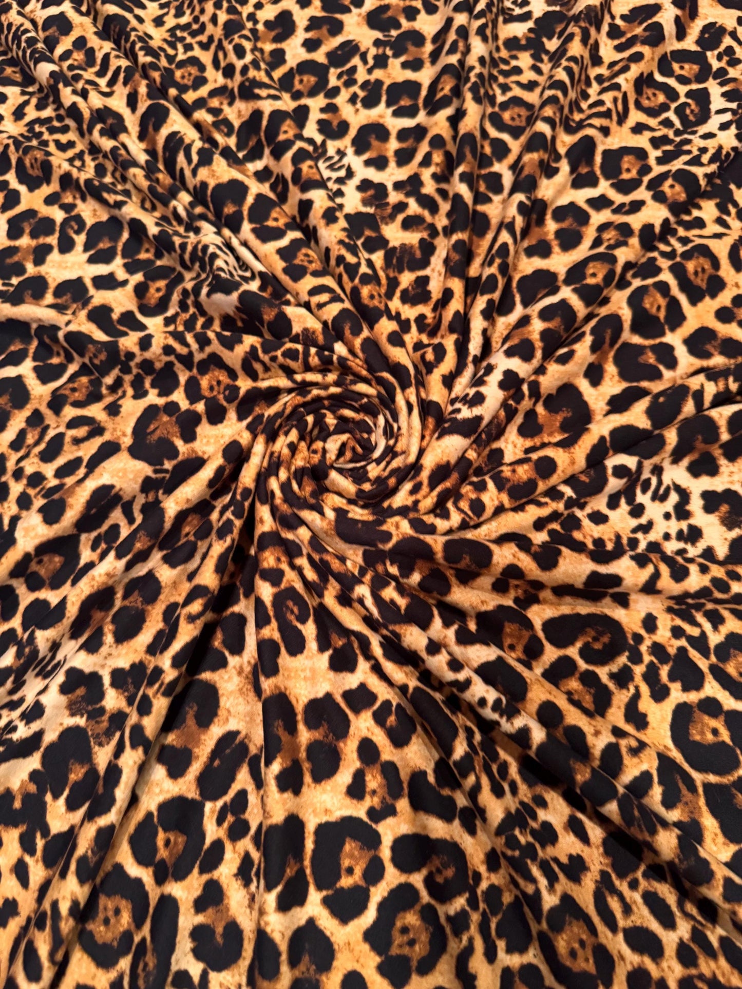 New Exotic leopard design print on the best quality of poly spandex 4-way stretch 58/60”Sold by the YD.Ships worldwide from Los Angeles CA.