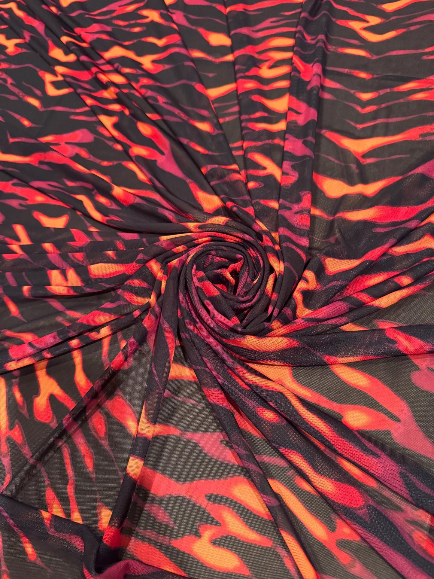 New hot fire flames design print on nylon spandex and power mesh 4-way stretch 58/60”Sold by the YD.Ships worldwide from Los Angeles CA.