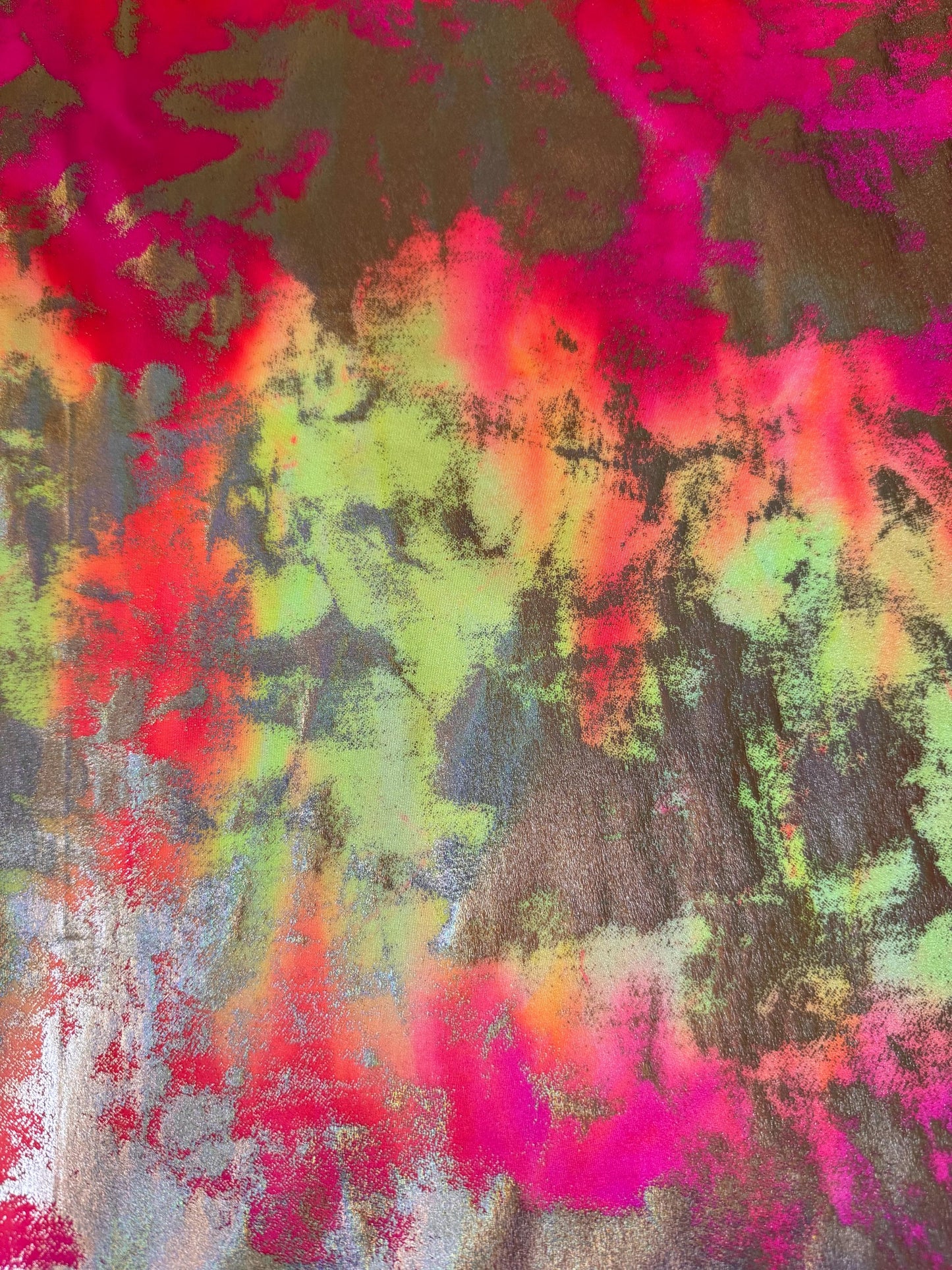 NEW Tie Dye with splatter metallic design print on the best quality of nylon spandex-4-way 58/60”sold by the YD.ships worldwide from LA