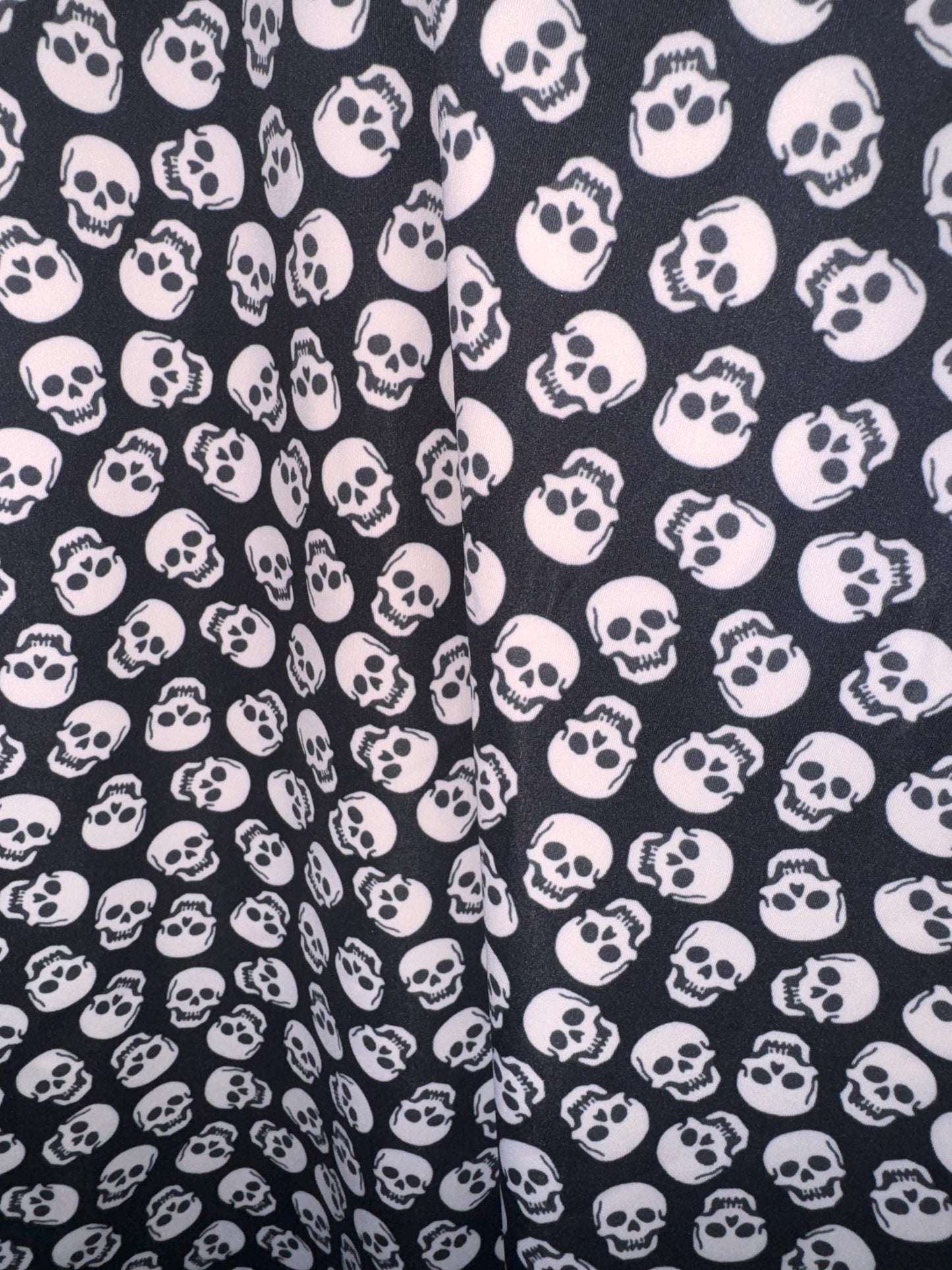 New Black and white Skull design print on the best quality of nylon spandex 4-stretch 58/60”Sold by the YD.Ships worldwide from Los Angeles
