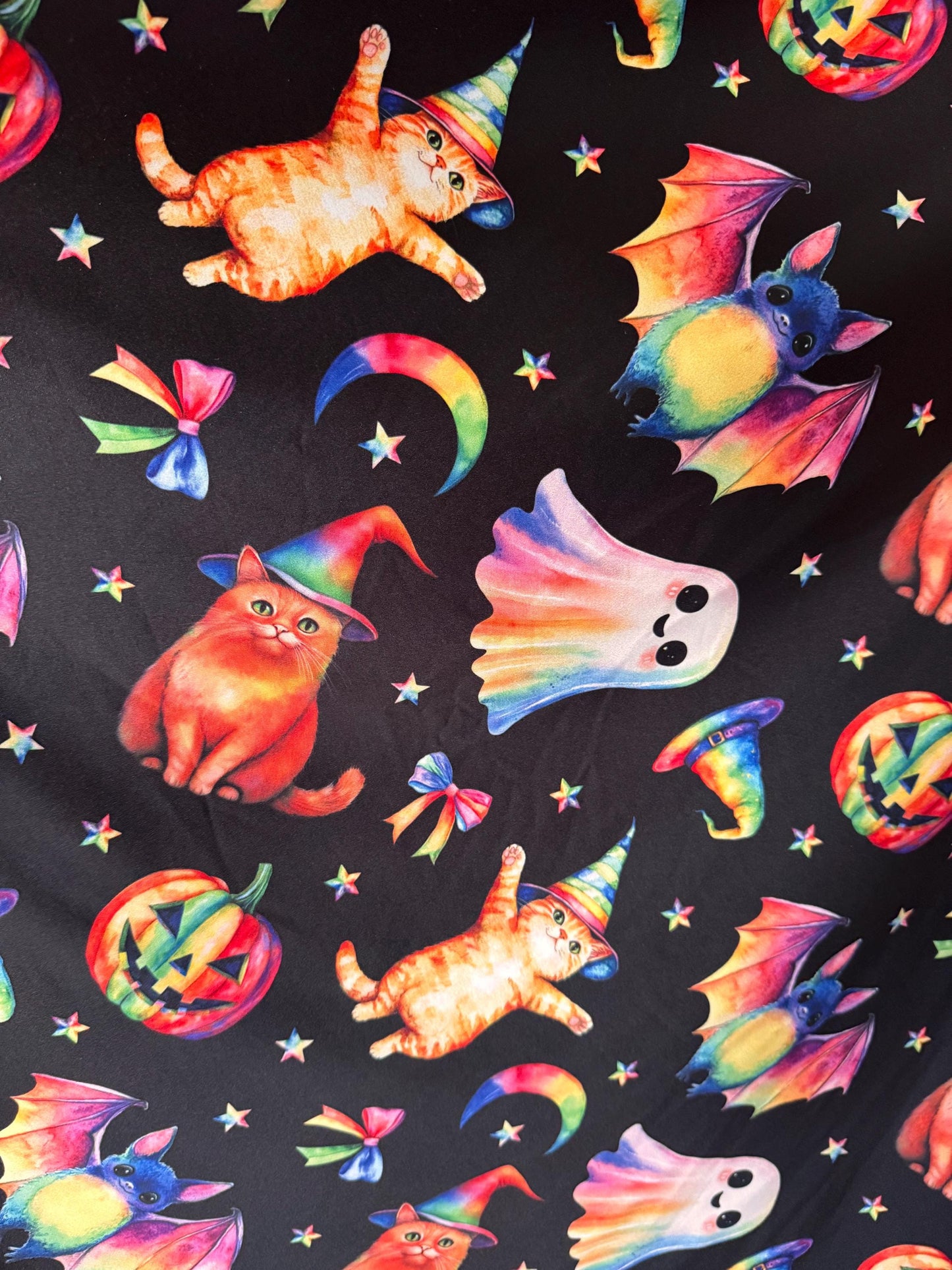 New Spooky season design print on the best quality of nylon spandex 4-stretch 58/60”sold by the YD.ships worldwide from Los Angeles CA
