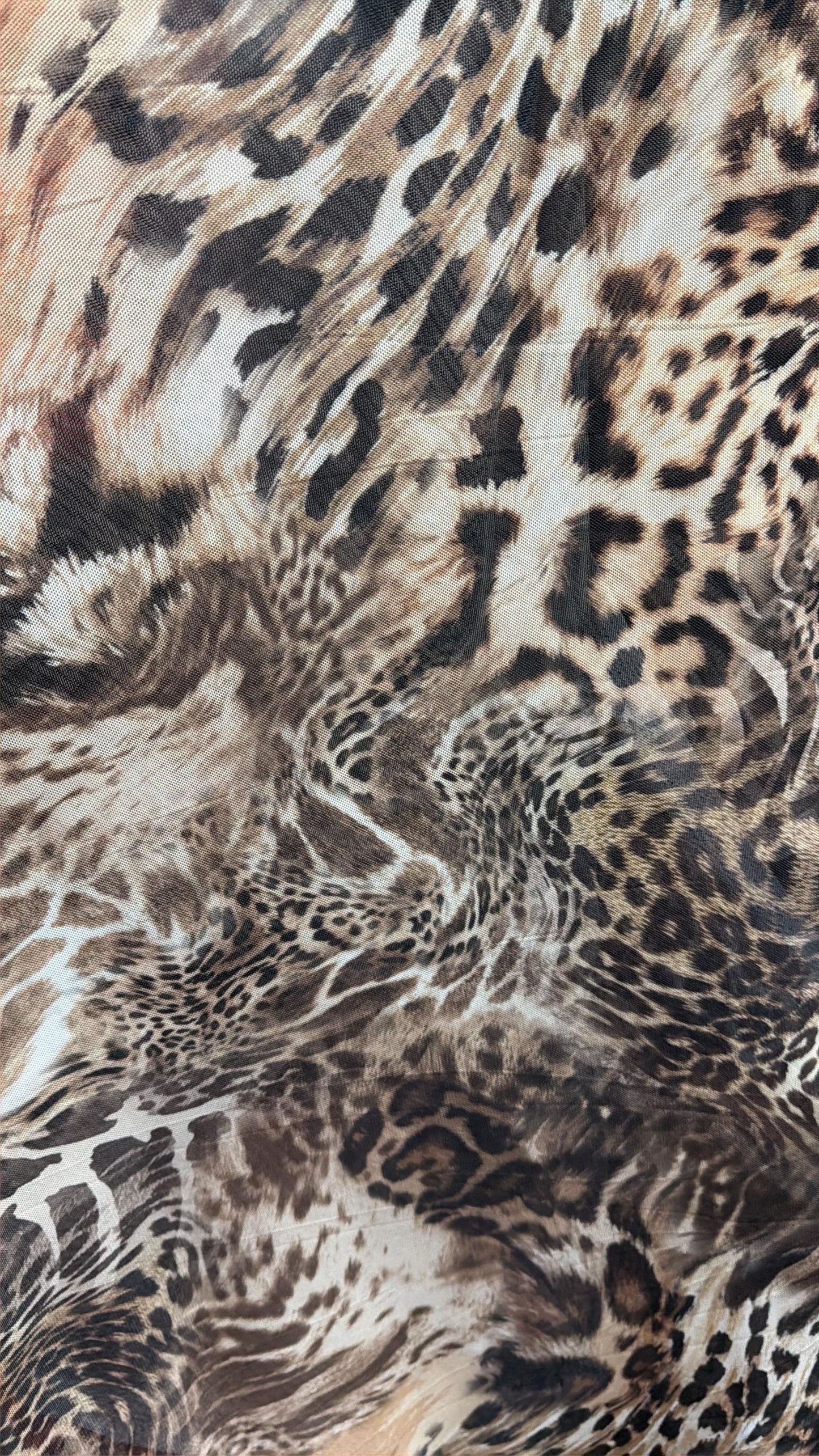 New safari abstract animal design on power mesh nylon spandex 4-way stretch 58/60”Sold by the YD.Ships worldwide from LA.
