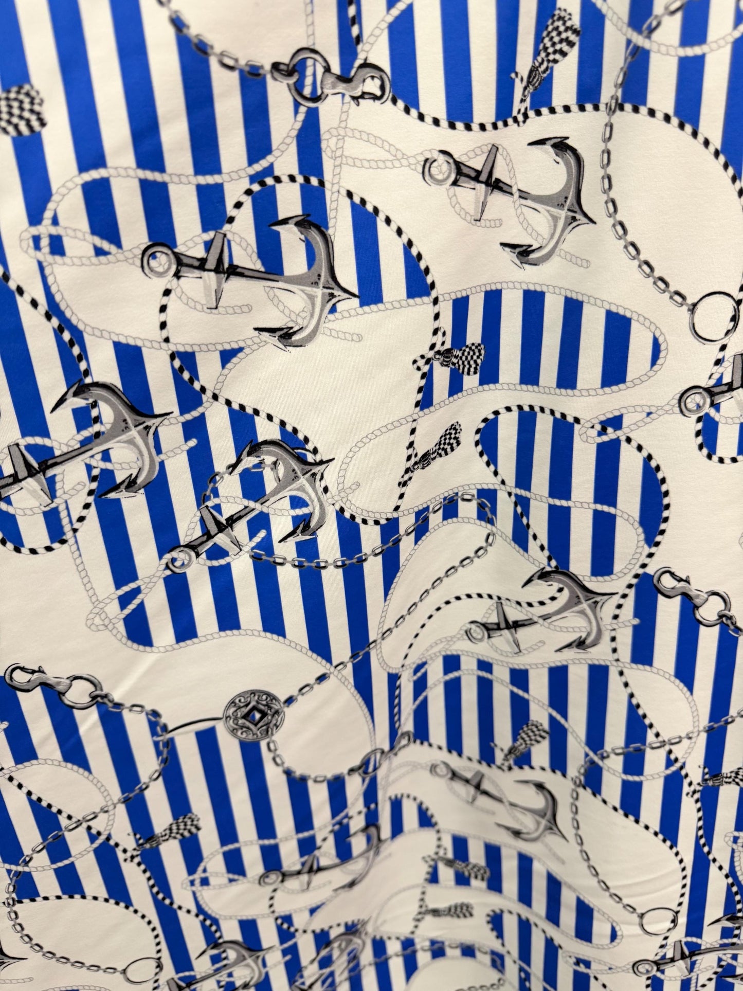 New Marine anchor stripe design print on the best quality nylon spandex4-way stretch 58/60”sold by the YD. ships Worldwide from Los Angeles