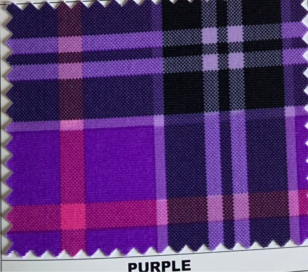 Plaid tartan design print on the best quality nylon spandex 4- way stretch 58/60”solid by the YD. ships Worldwide from Los Angeles ca USA.